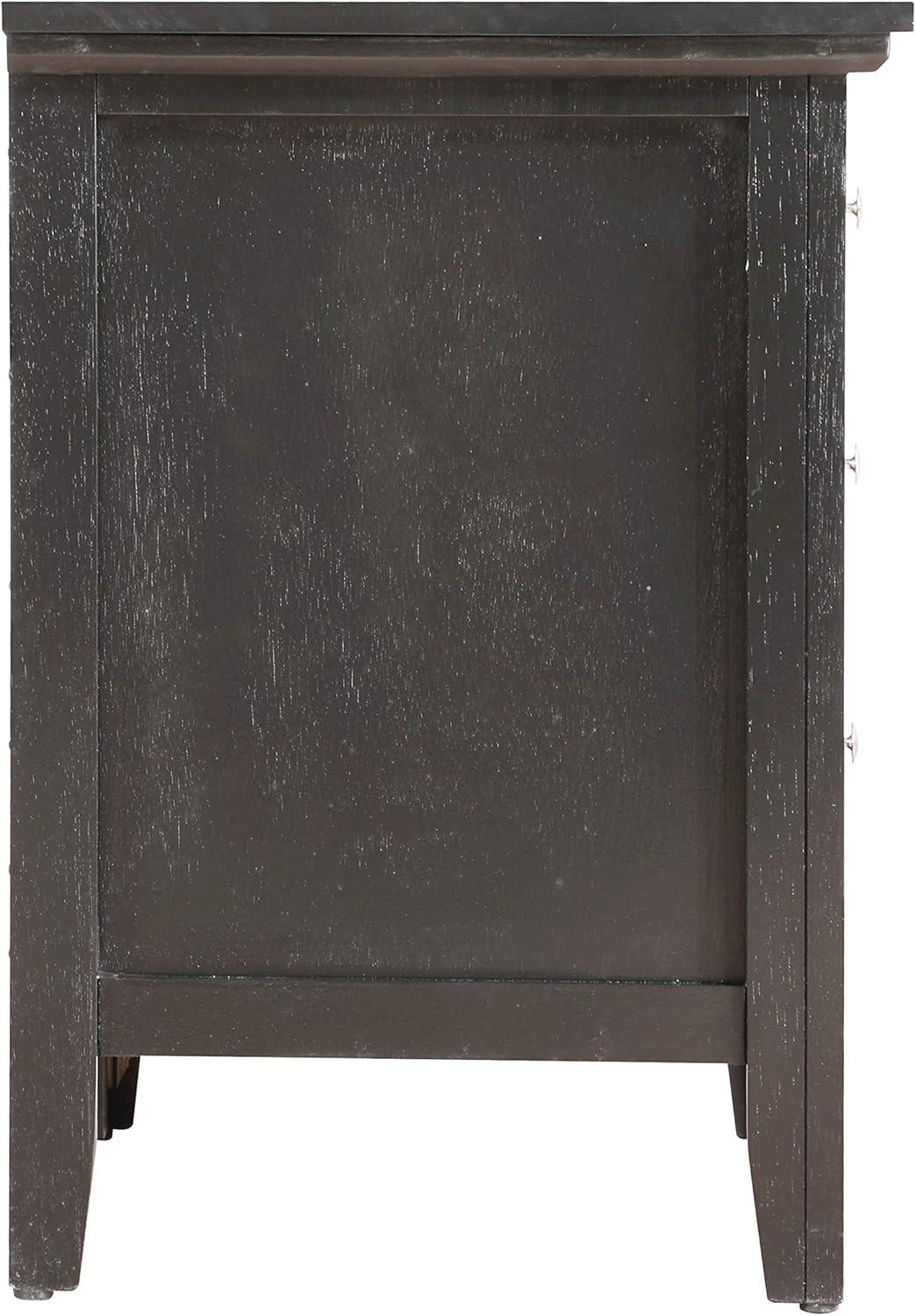 Transitional Nickel-Handled 3-Drawer Nightstand in Black