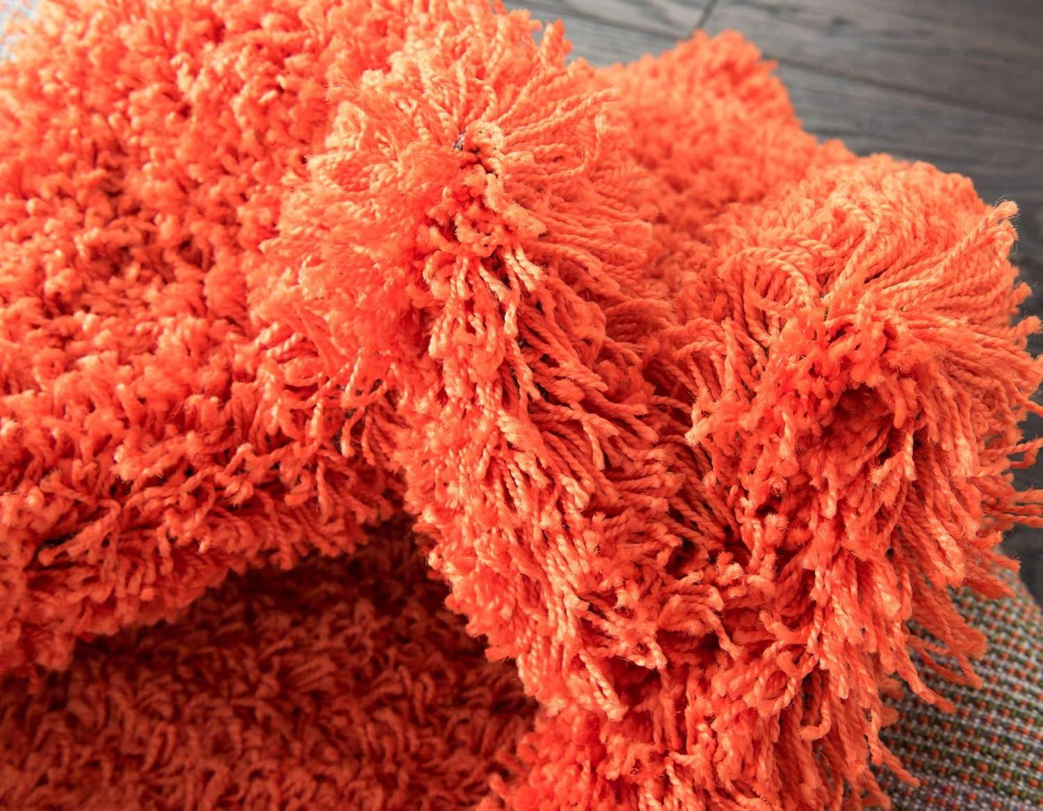 Unique Loom 2' 2 x 3' 1 Solid Shag Tiger Orange Area Rug