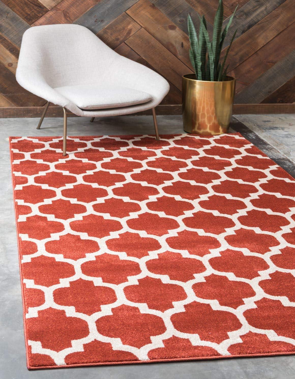 Elegant Terracotta Trellis 7' x 10' Indoor Rug - Stain-resistant and Easy Care