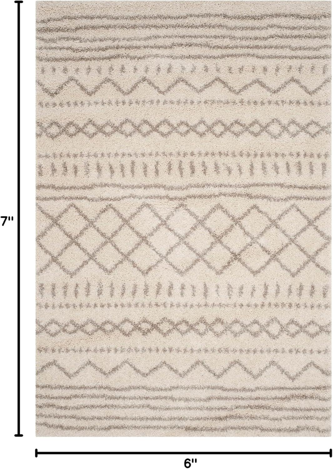 Arizona Shag ASG741 Power Loomed Indoor Area Rug - Ivory/Beige - 5'1"x7'6" - Safavieh