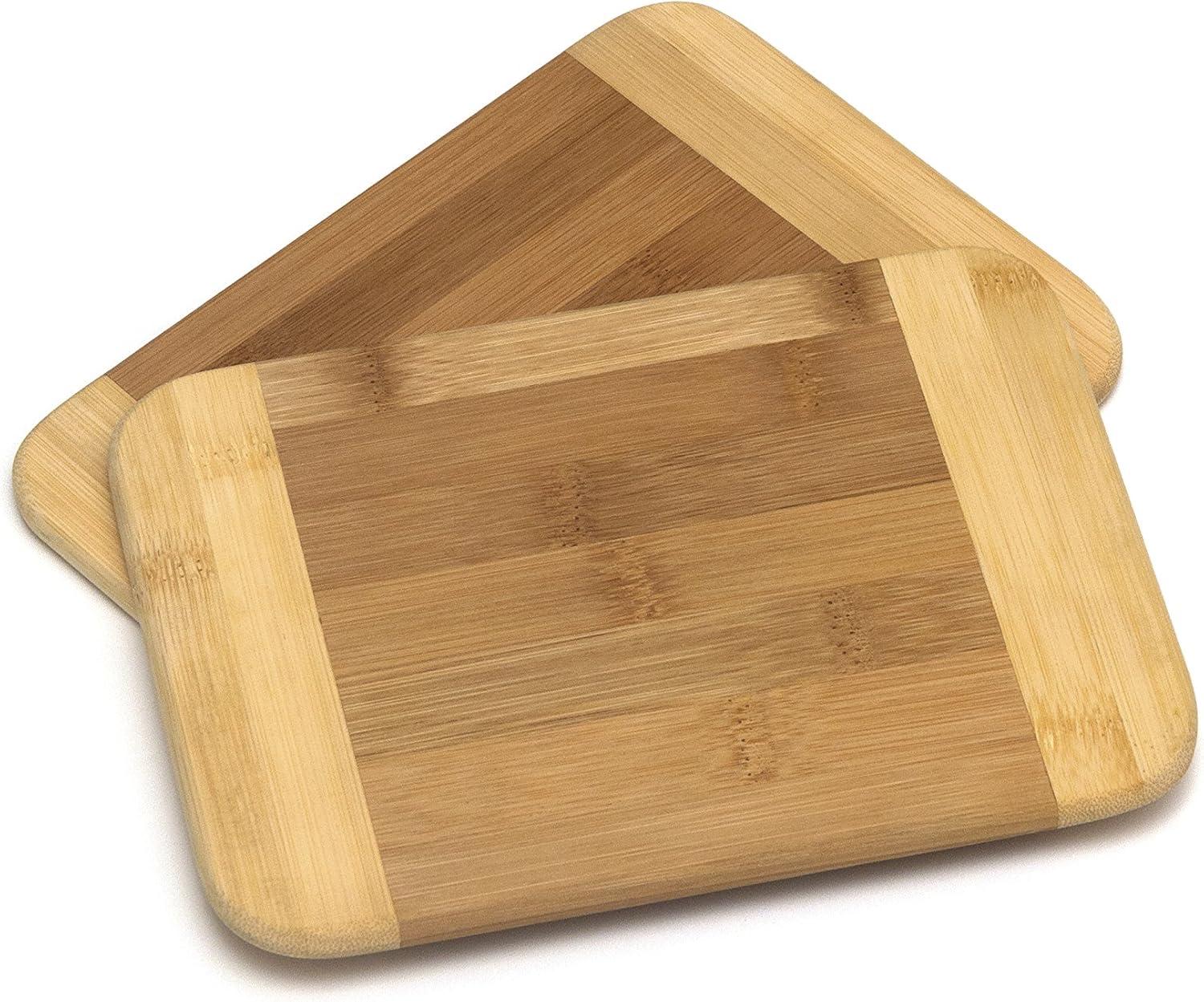Lipper International 949 Bamboo Wood Two-Tone Kitchen Cutting and Serving Board, Small, 8" x 6" x 5/16", Set of 2