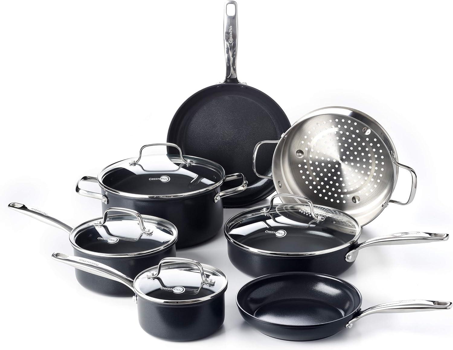 GreenPan Chatham Black Ceramic Nonstick 11-Piece Cookware Set