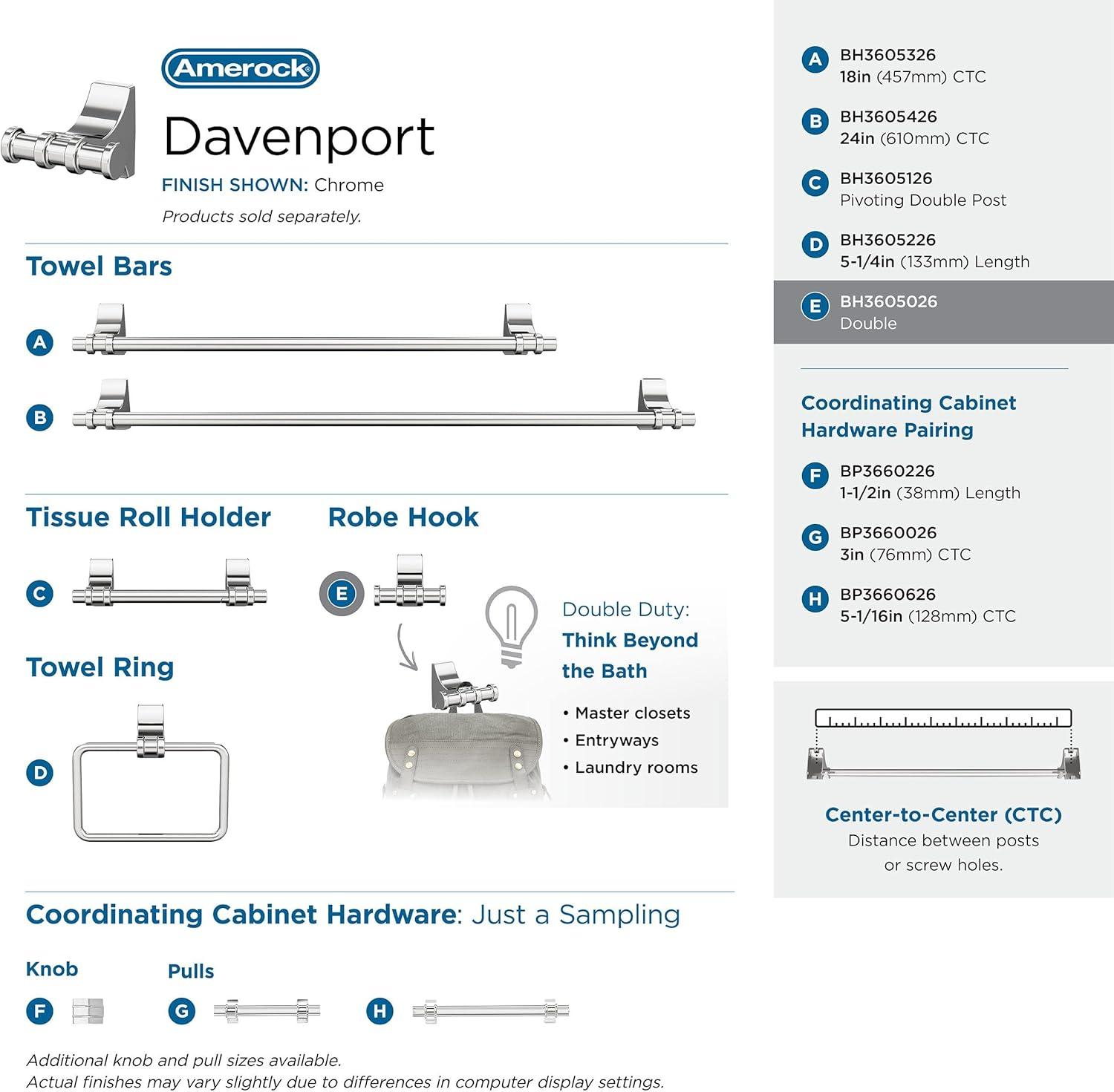 Amerock Davenport Wall Mounted Robe Hook BH3605026