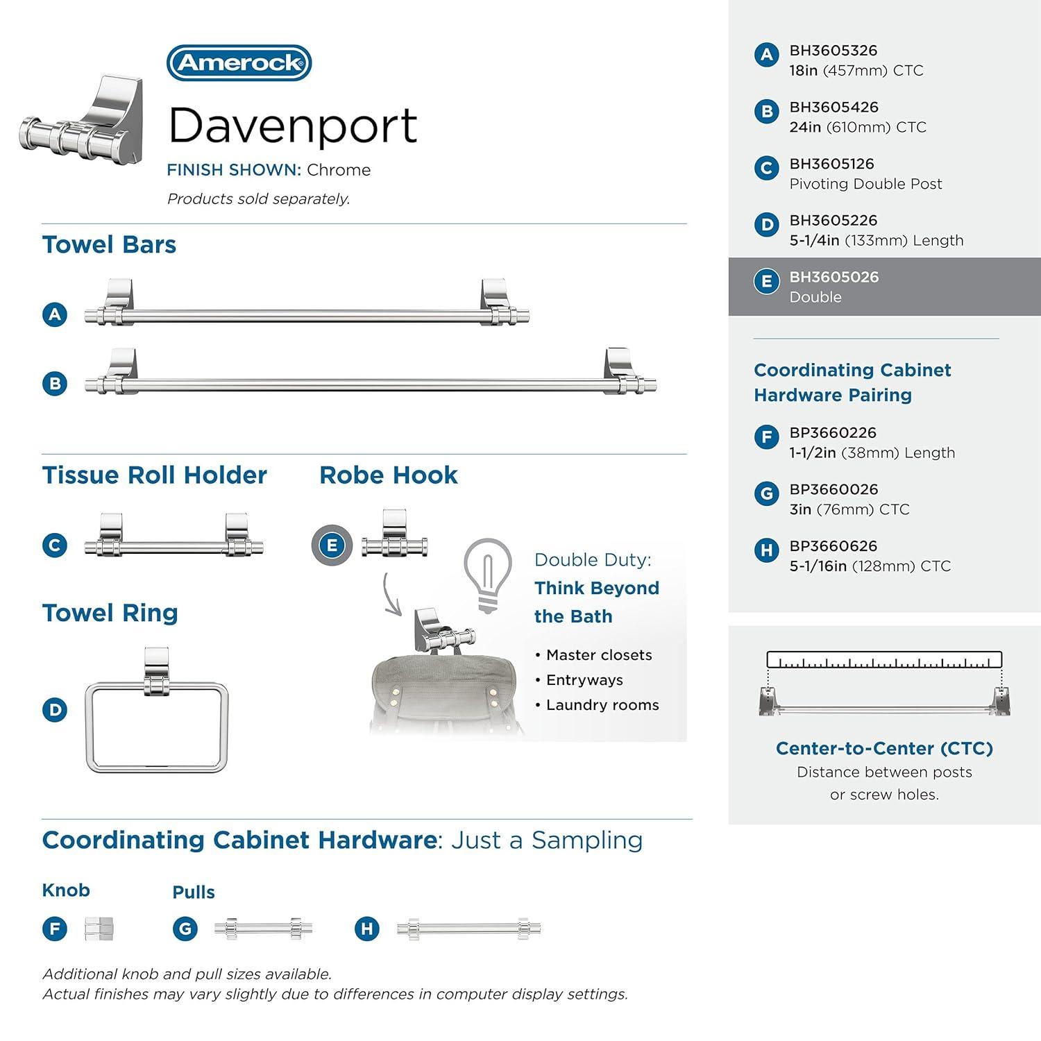 Amerock Davenport Wall Mounted Robe Hook BH3605026