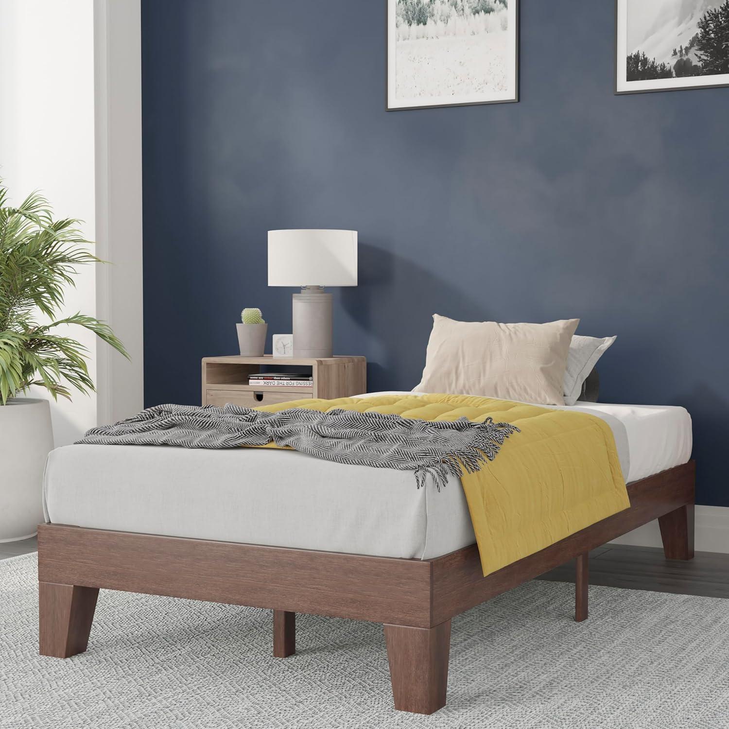 Flash Furniture Evelyn Solid Wood Platform Bed with Wooden Support Slats, No Box Spring Required