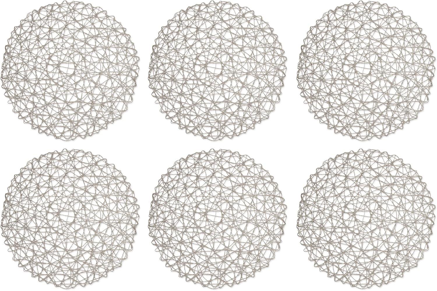 Gray Woven Paper Round Placemat (Set of 6)