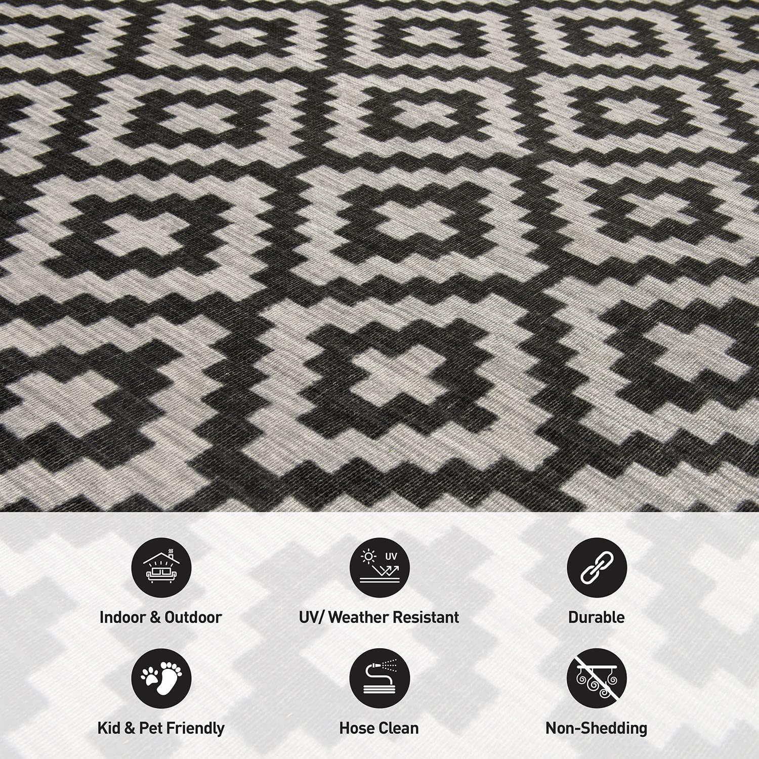 World Rug Gallery Contemporary Geometric Trellis Indoor/Outdoor Area Rug - GRAY 5' X 7'