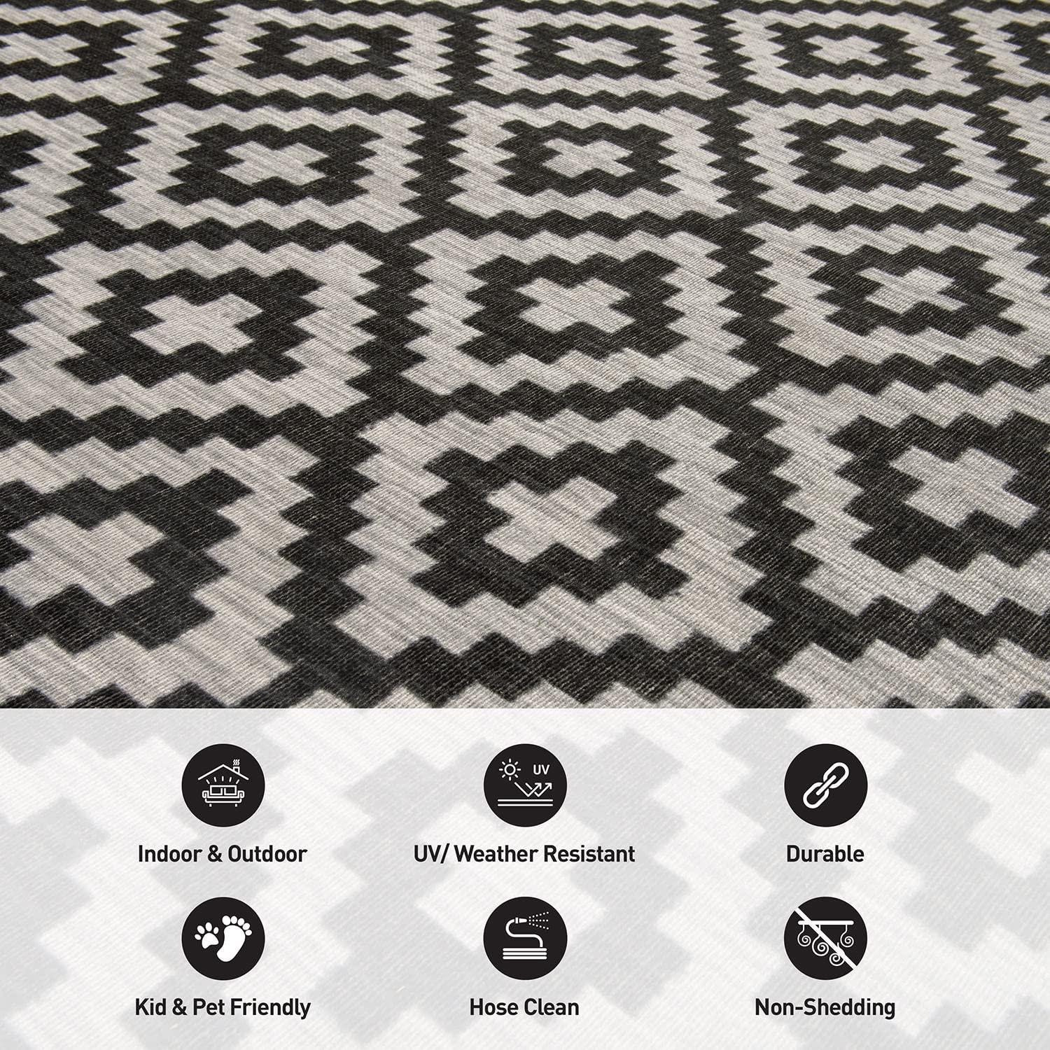 World Rug Gallery Contemporary Geometric Trellis Indoor/Outdoor Area Rug - GRAY 5' X 7'