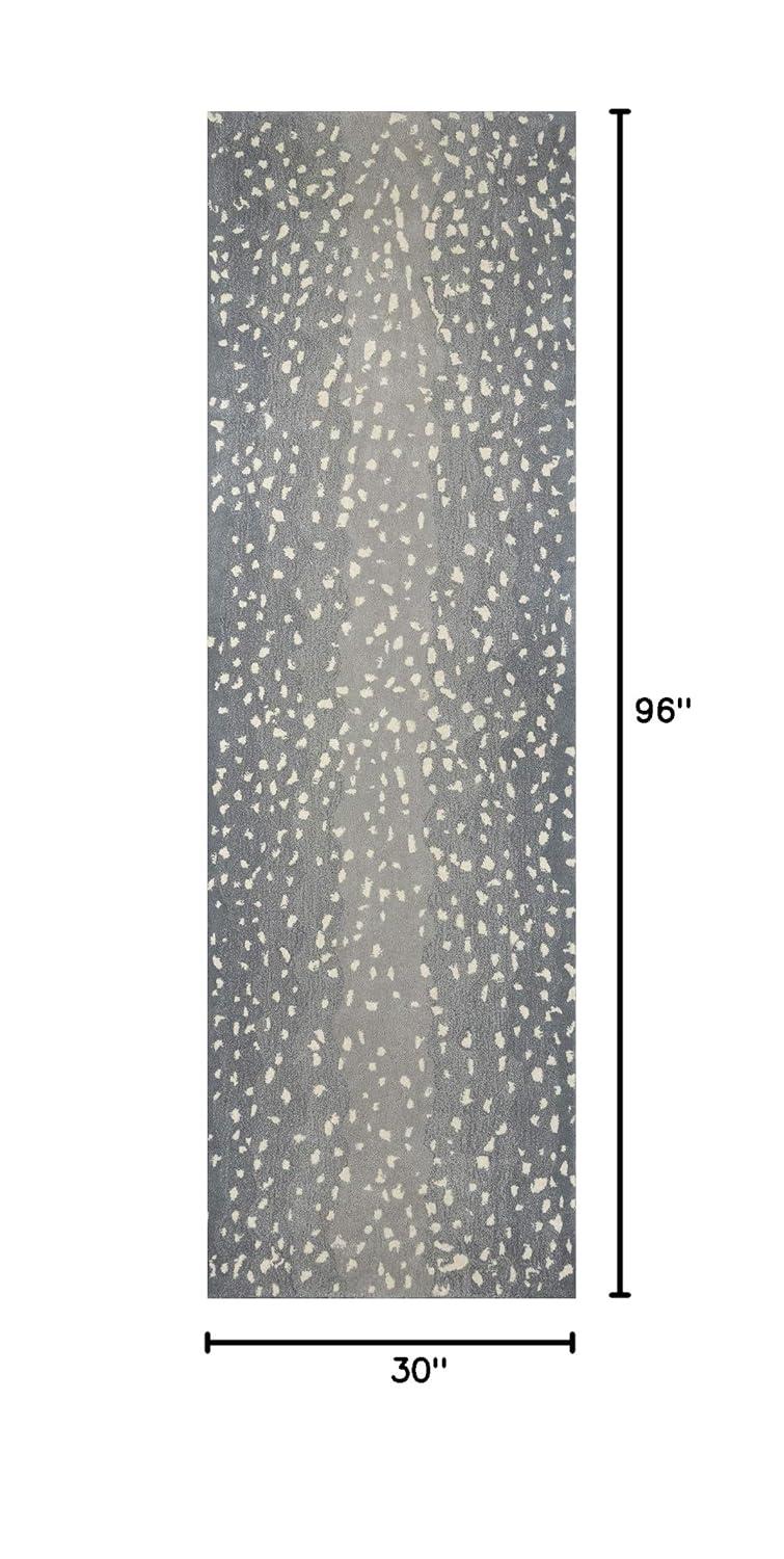 Woodland Animal Print Handmade Tufted Wool Gray/Blue Area Rug