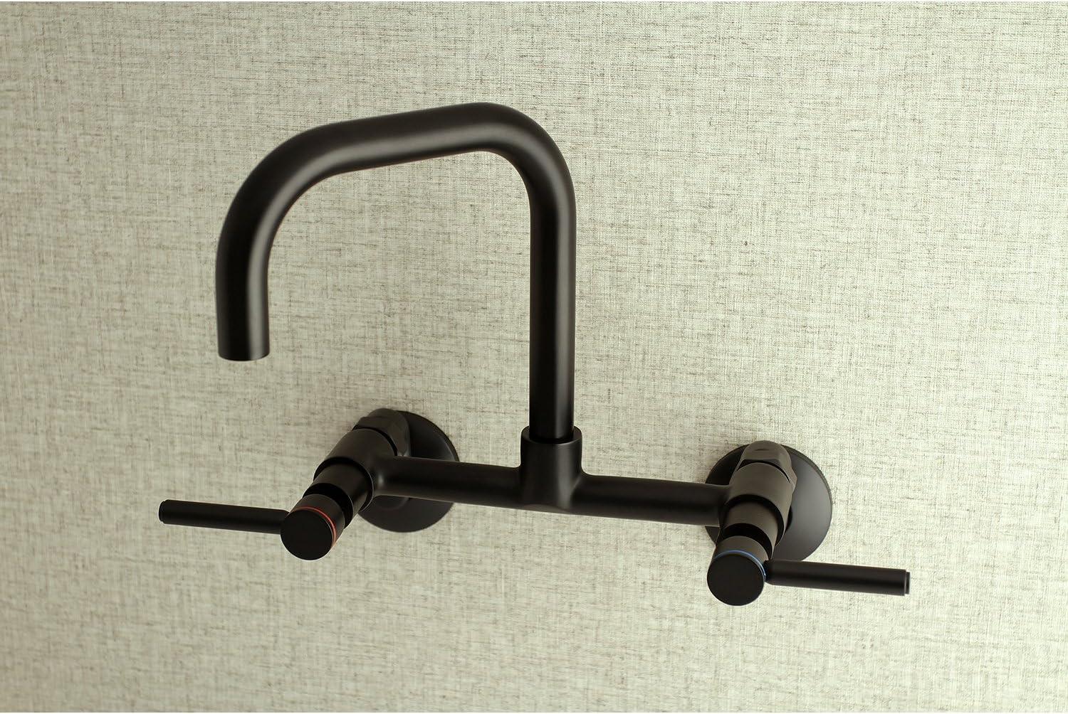 Concord Adjustable Matte Black Wall-Mount Kitchen Faucet