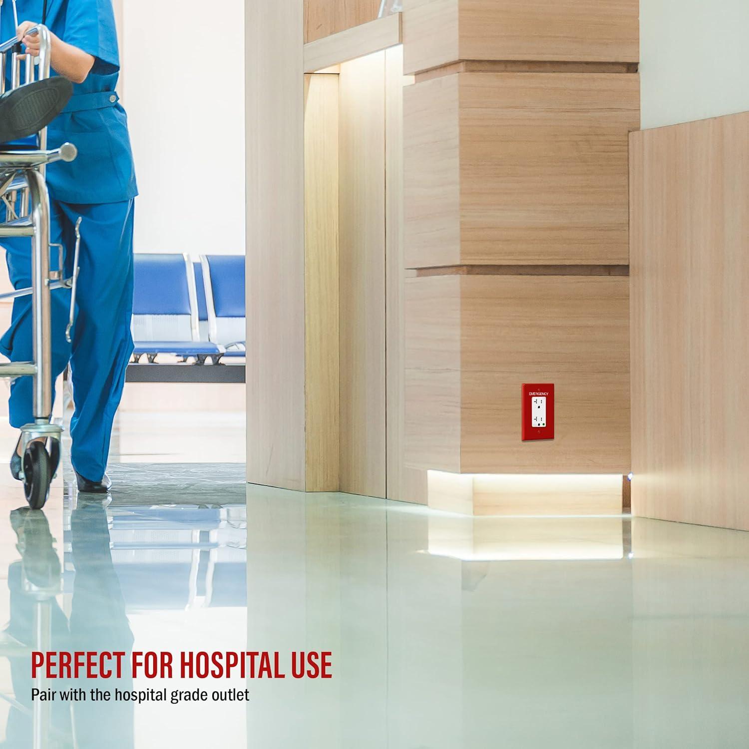 Red Polycarbonate Emergency Label Mid-Size Wall Plate