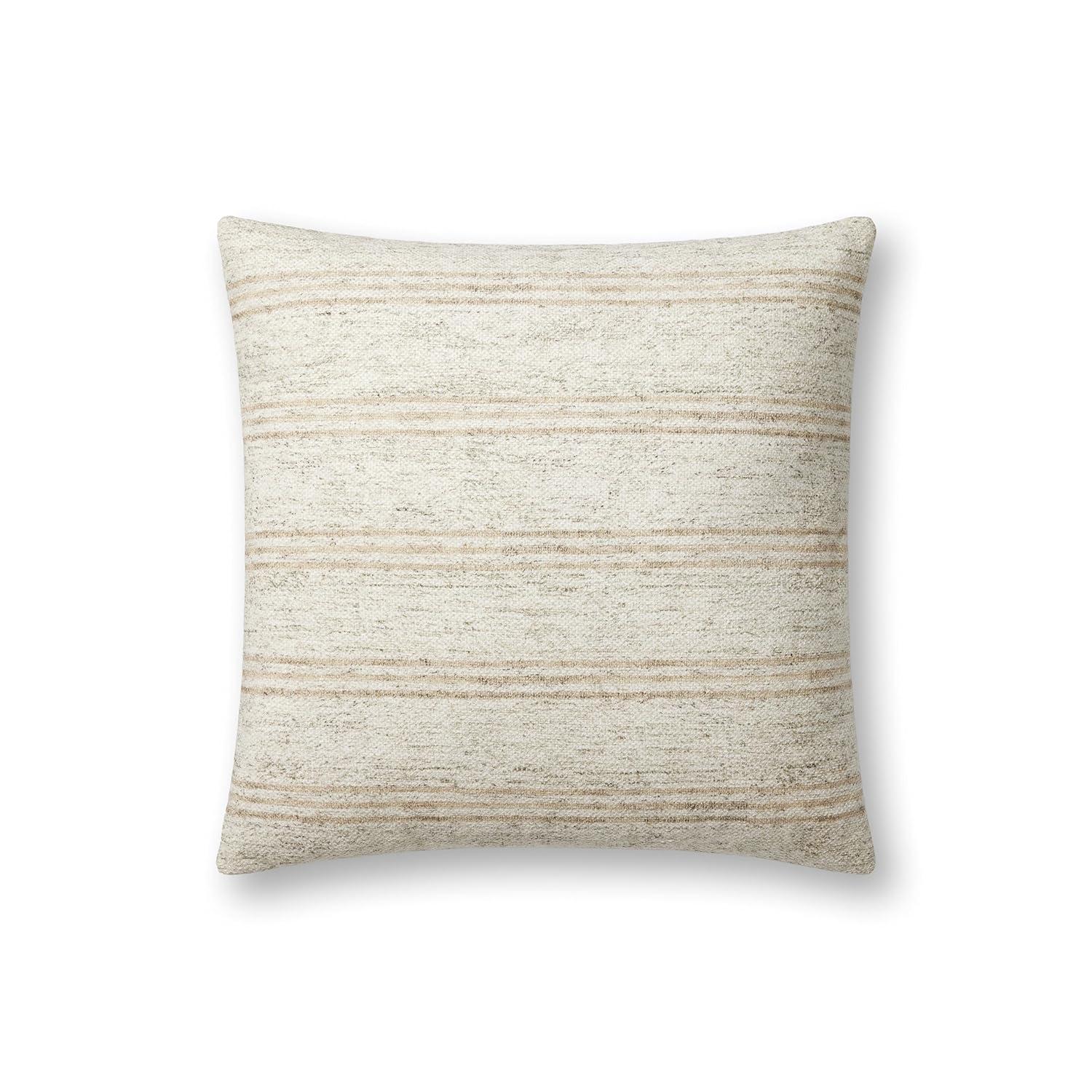 Zephyr Pillow by Amber Lewis x Loloi - Ivory and Natural / 18" x 18" / Down