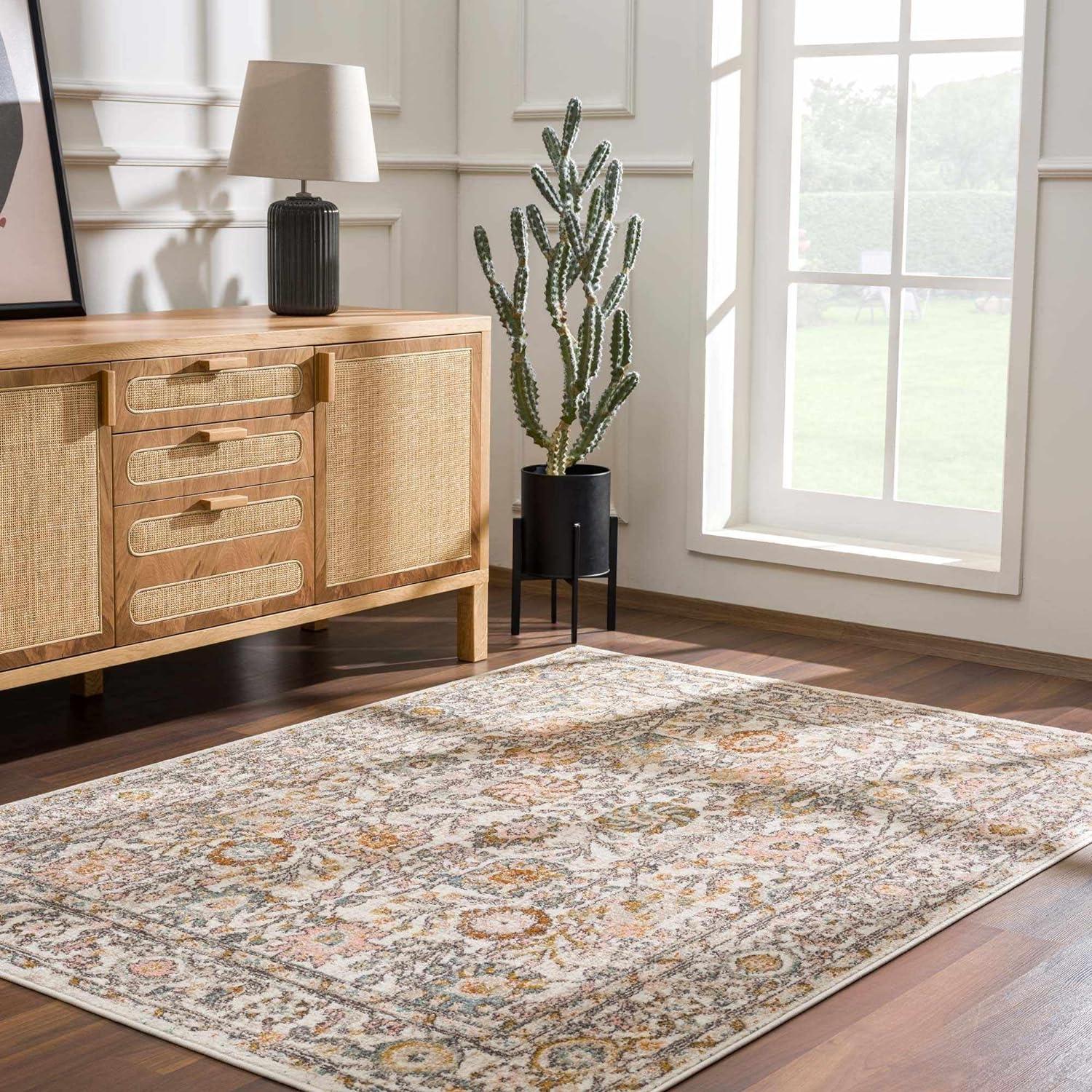 Asteria Gray Synthetic 7'10" x 10'2" Stain-Resistant Area Rug