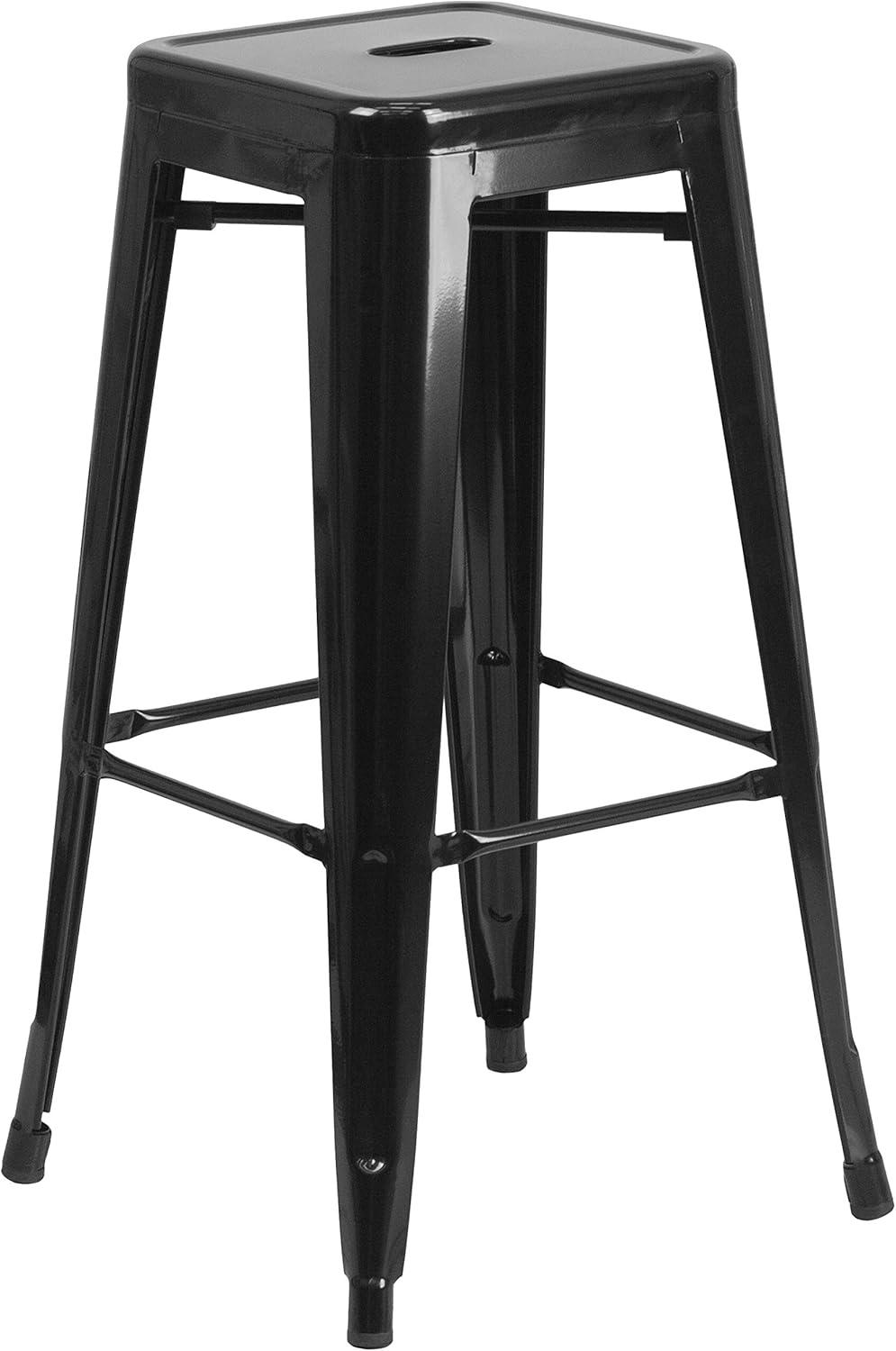 Flash Furniture Commercial Grade 30" High Backless Metal Indoor-Outdoor Barstool with Square Seat