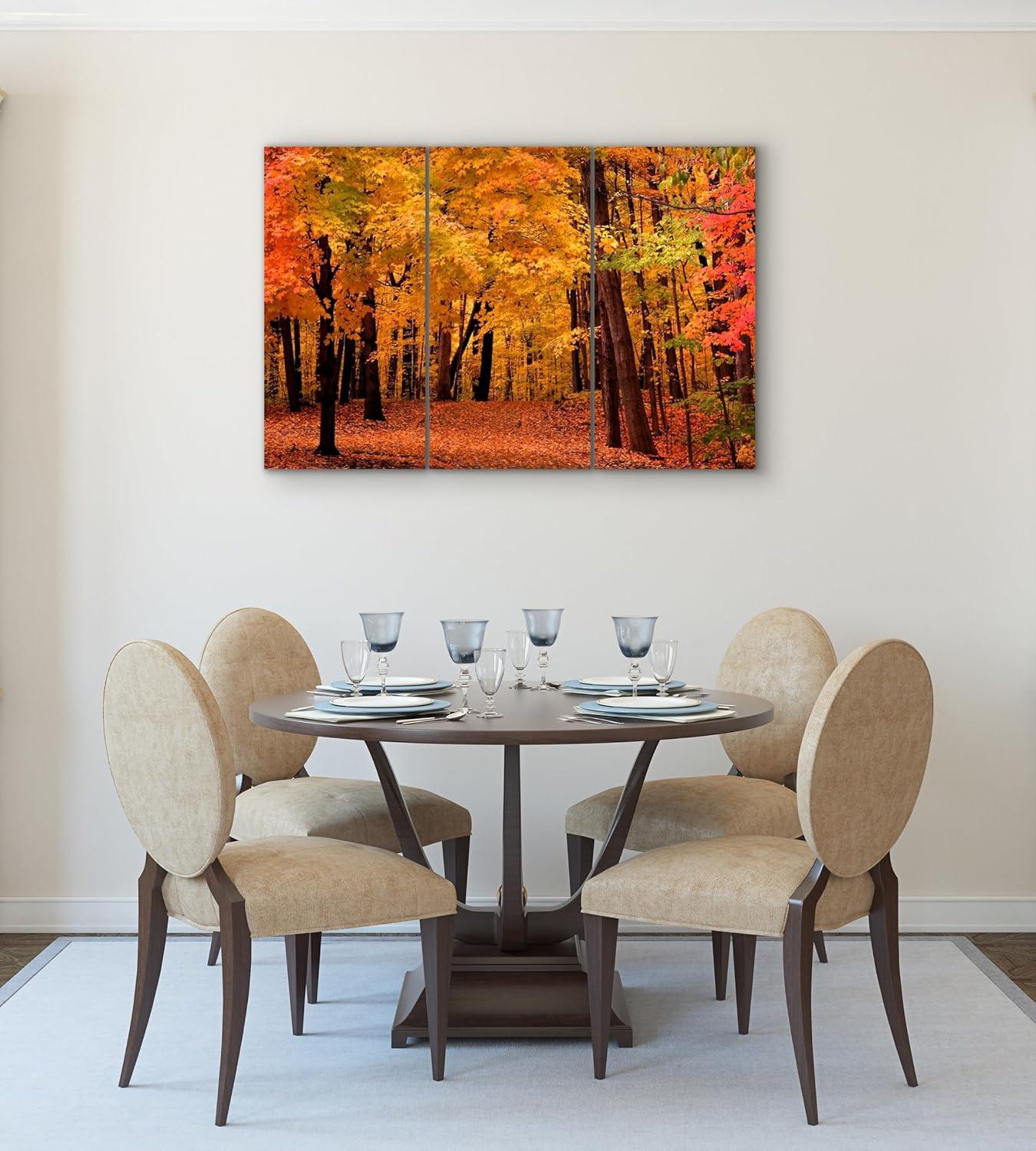 Autumn Forest Tree 3-Piece Framed Canvas Wall Art Set