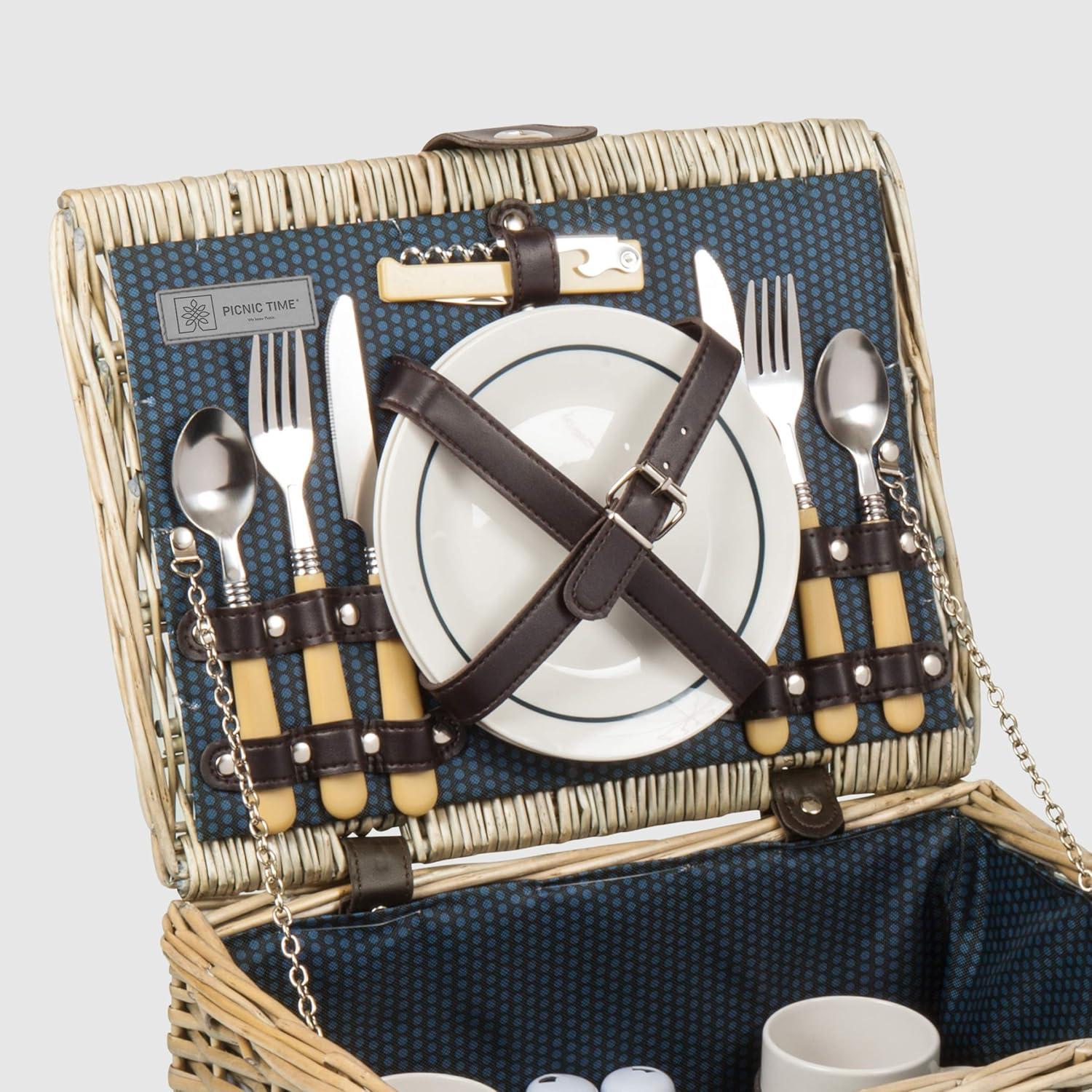 Picnic Time Catalina Wicker Picnic Basket with Picnic