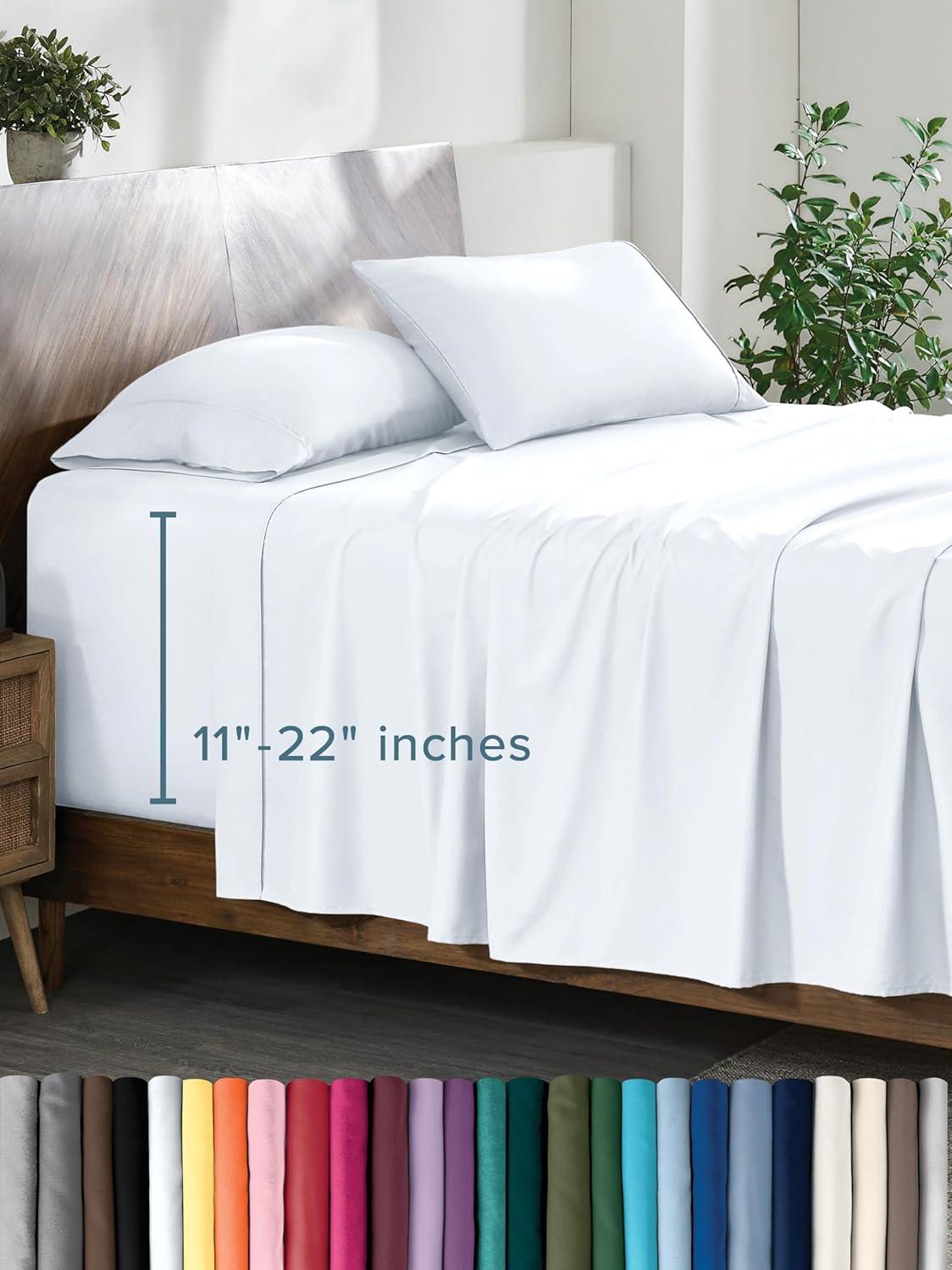 Queen Cypress 22 Inch Extra Deep Pocket Sheet Set, Double Brushed Microfiber Sheets by Bare Home