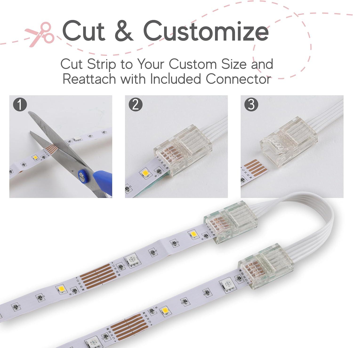 Xtreme Lit 100ft Cut & Customize Indoor LED Light Strip Kit, Includes 3 Connectors, 900 LEDs, 4 Modes, Remote & 24V Adapter.
