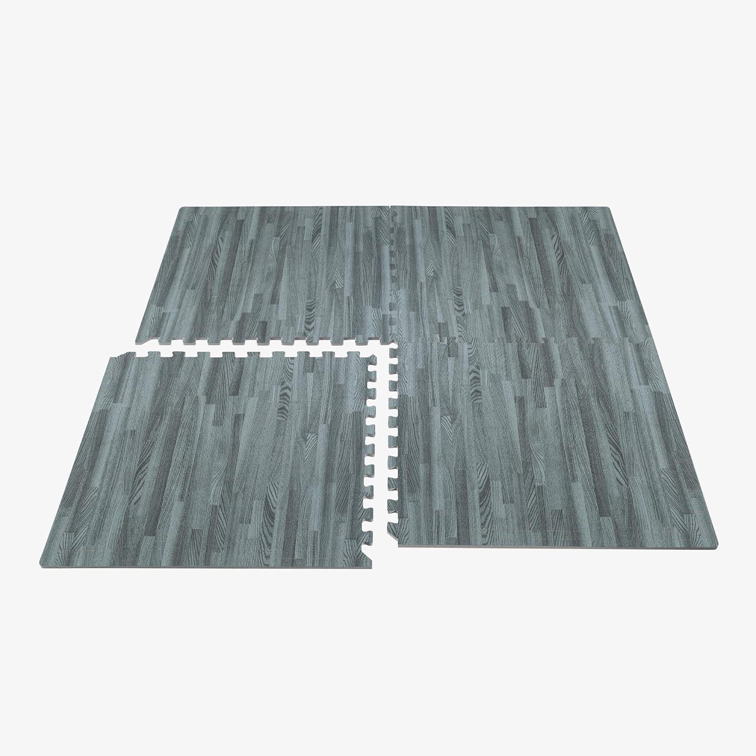 Forest Floor 5/8 Inch Thick Printed Foam Tiles, Premium Wood Grain Interlocking Foam Floor Mats, Anti-Fatigue Flooring, Slate, 24 Sq Ft