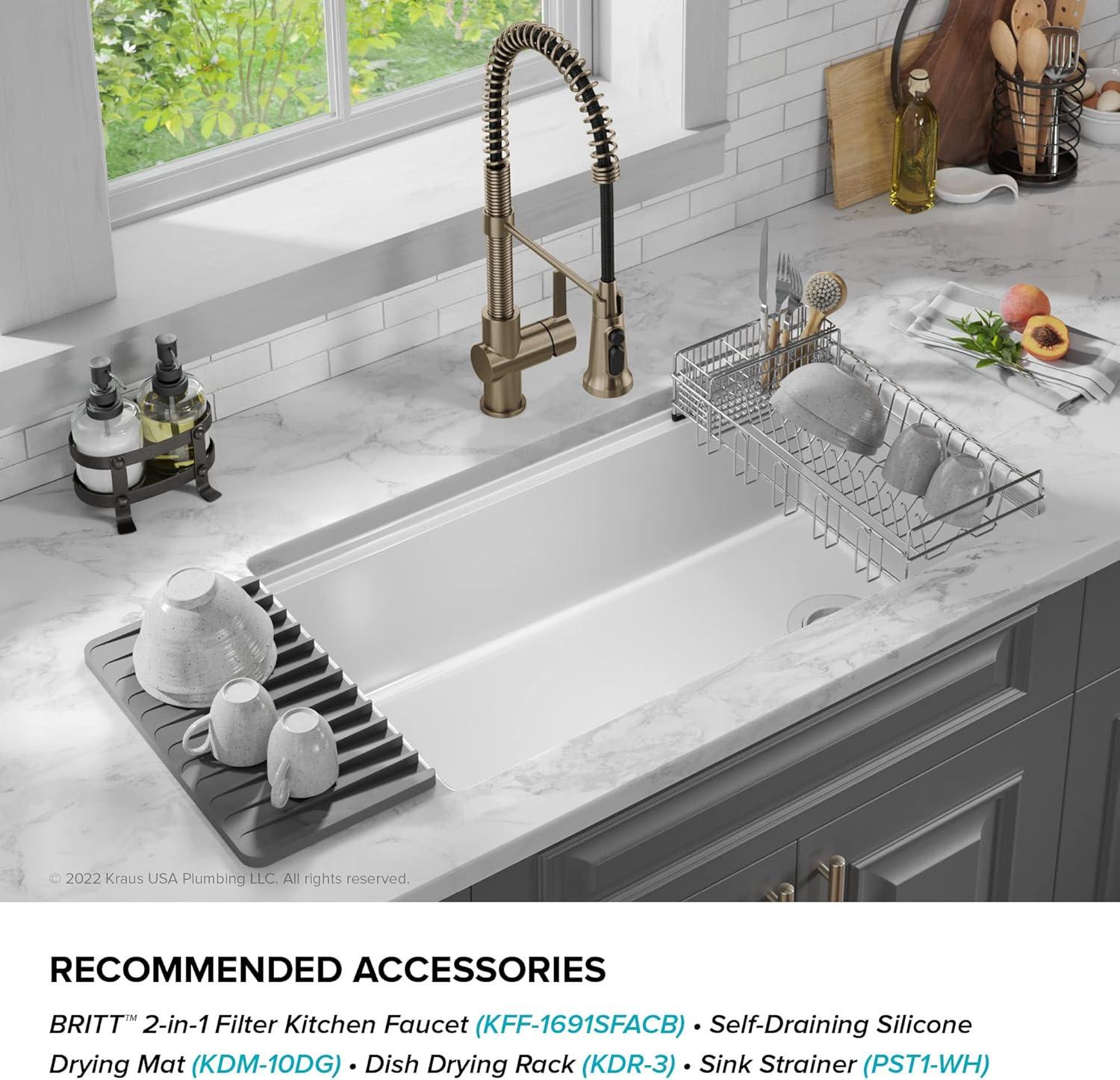 KRAUS Turino™ 33" L Farmhouse Reversible Apron Front Fireclay Single Bowl Kitchen Sink