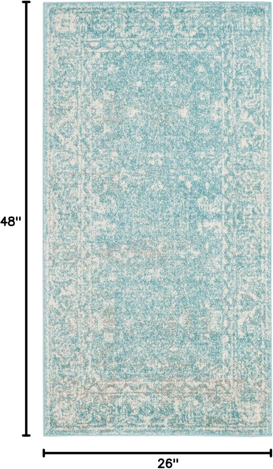 Evoke EVK270 Power Loomed Area Rug Light Blue / Ivory 4' X 6' - Safavieh.