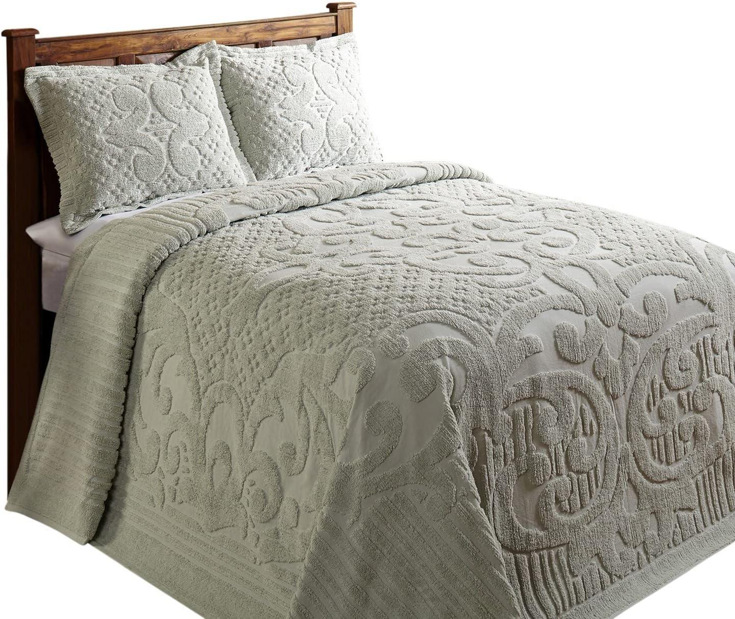 Ashton 100% Cotton Traditional Tufted Medallion Pattern Coverlet/Bedspread