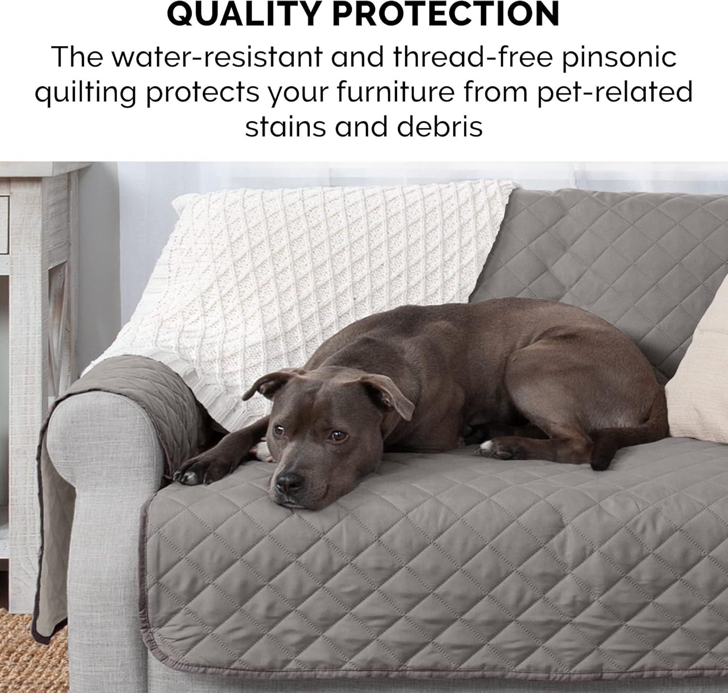 Gray/Mist Reversible Pinsonic Quilted Pet Loveseat Protector