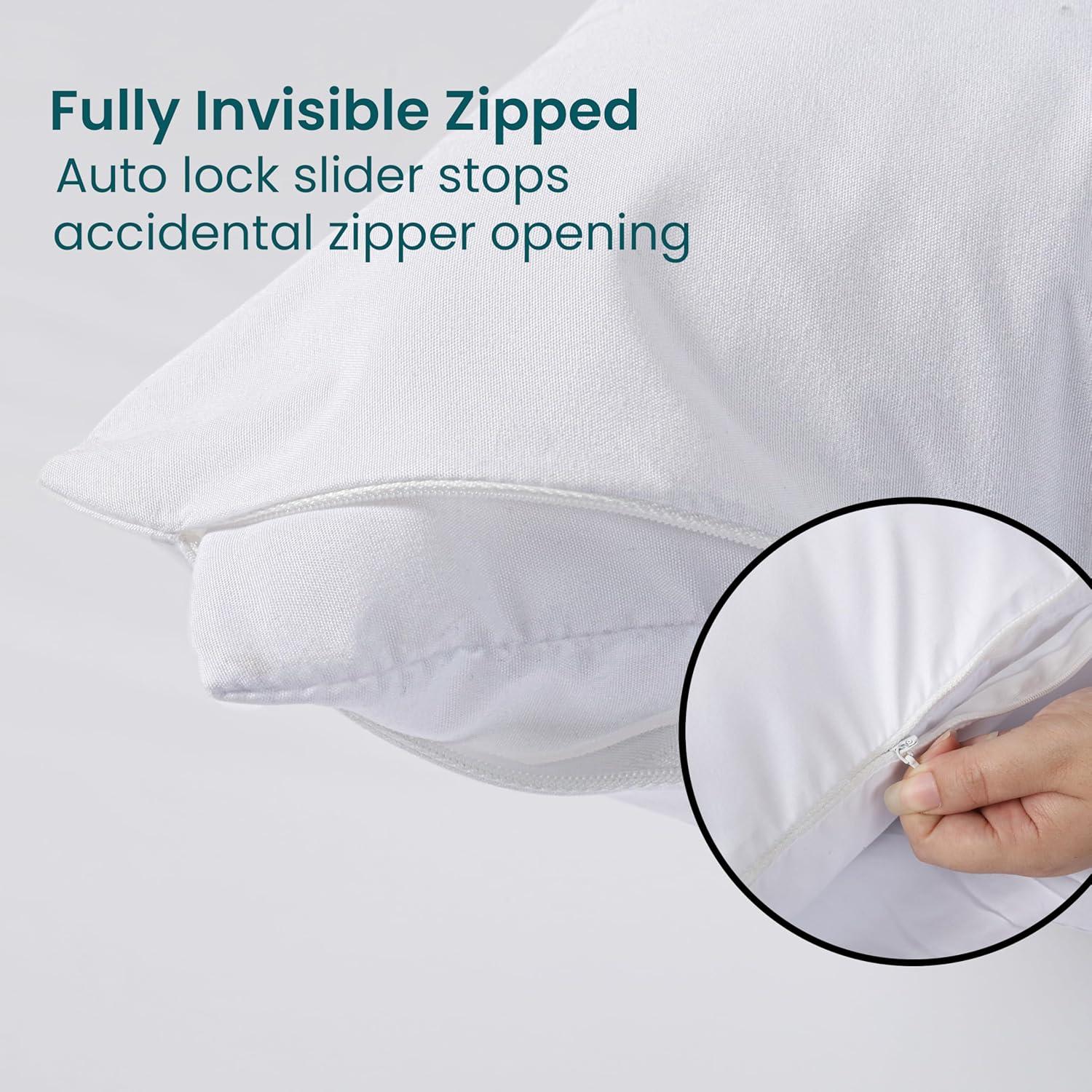 Waterproof Pillow Protectors with Zipper King Size - 2 Pack Waterproof Zippered Pillowcases Encasement, Breathable Protective Pillow Covers 20 x 38 Inches