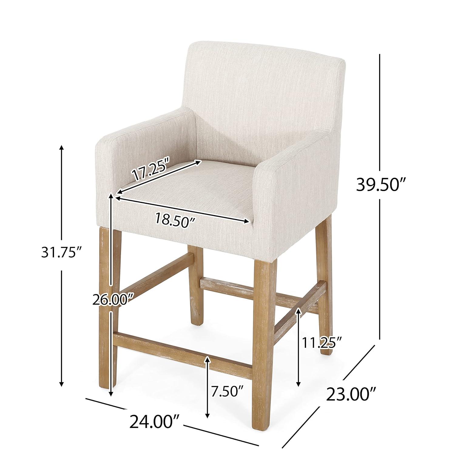 Christopher Knight Home Chaparral Contemporary Fabric Upholstered Wood 26 inch Counter Stools (Set of 2), Beige and Weathered Natural