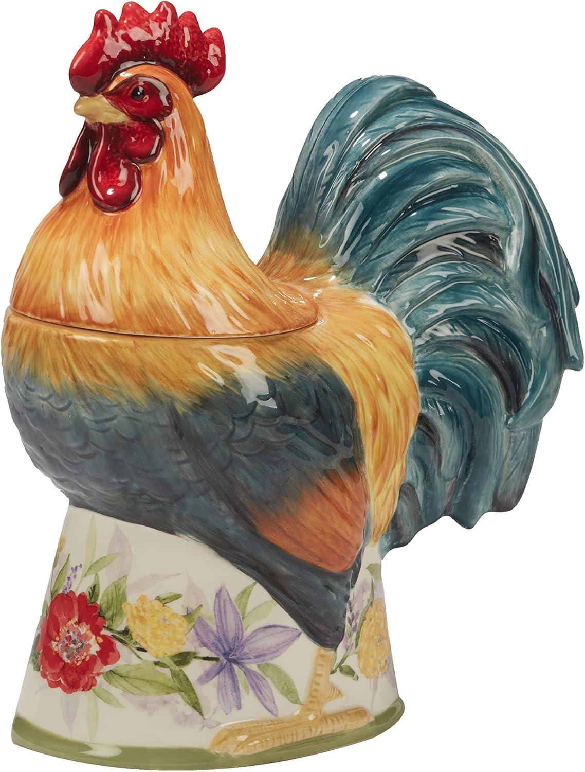 Floral Rooster 3-D Cookie Jar