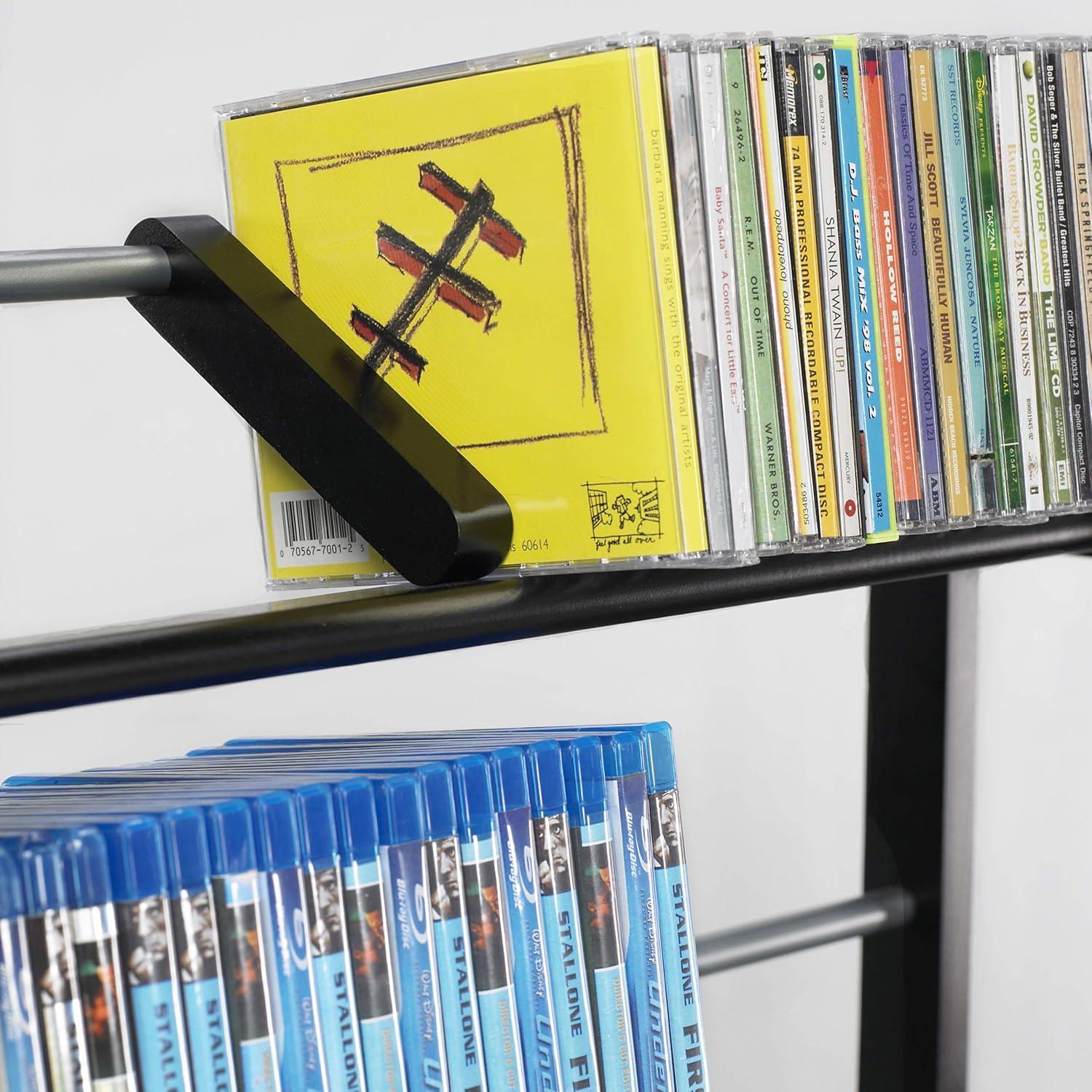 Espresso Wood and Metal Media Storage Rack with Dividers