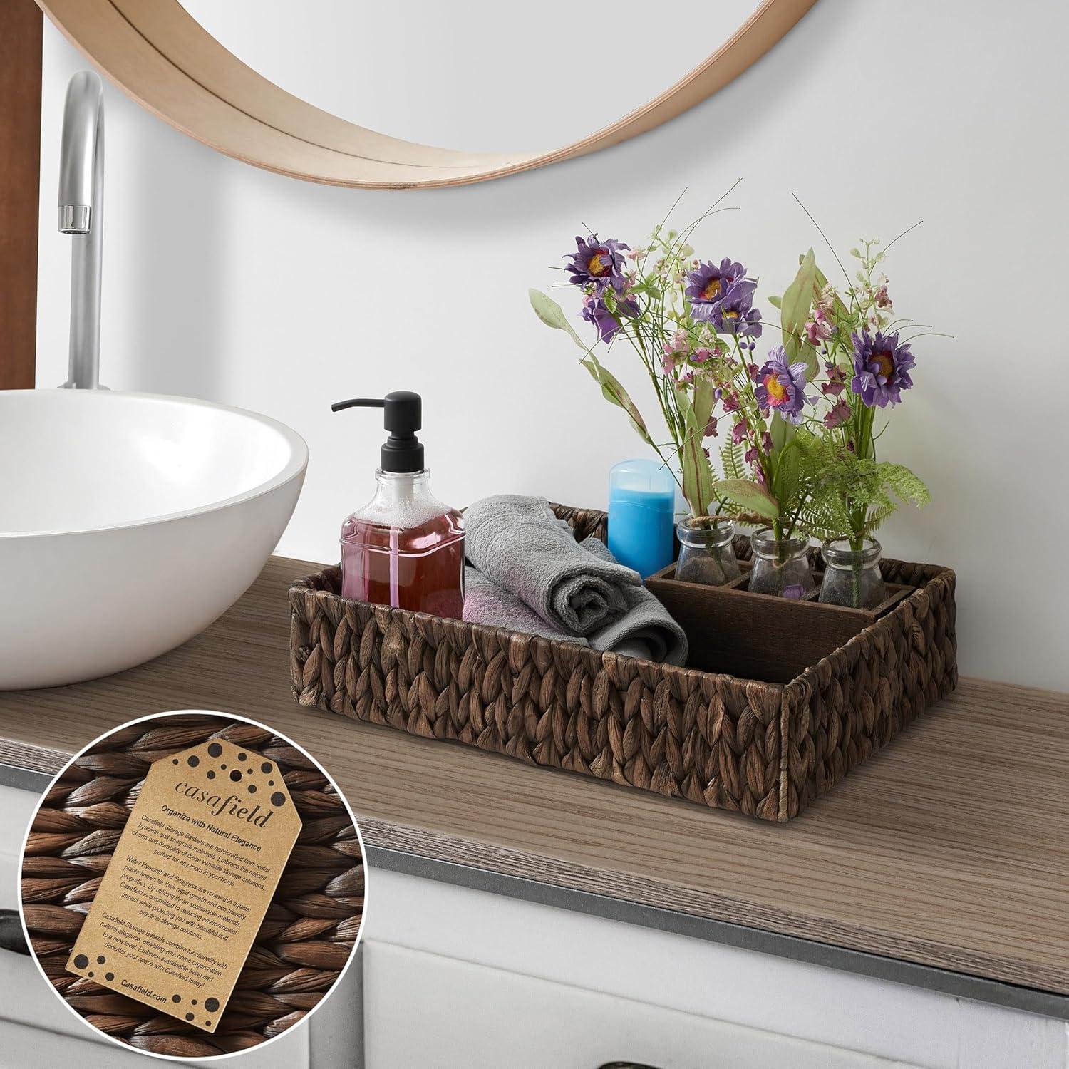 Casafield Casafield Bathroom Storage Baskets, Water Hyacinth Toilet Tank Topper Bins (Set of 2)