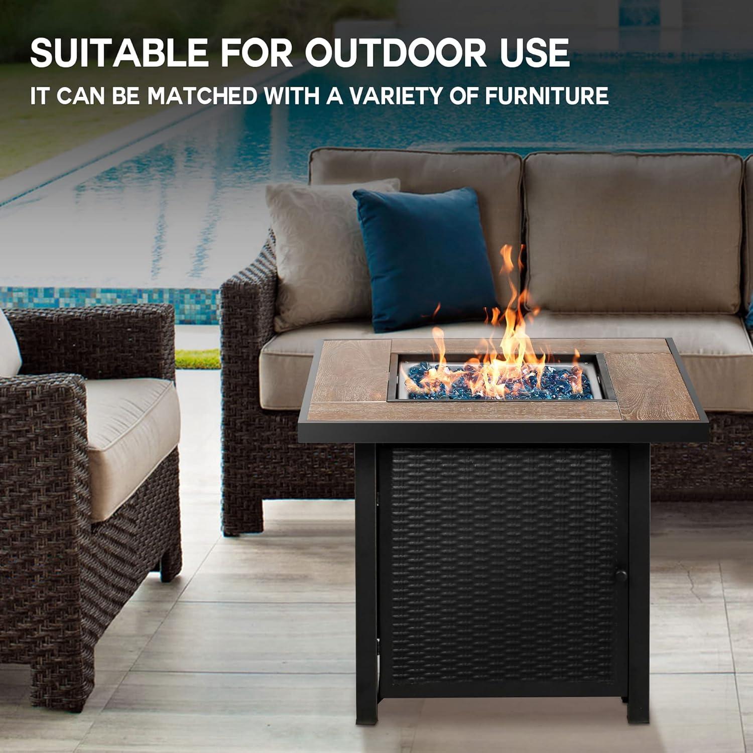 Gas Fire Pit Table Propane Fire Pit Table BALI OUTDOORS 30’’ Square Fire Pit Black Patio