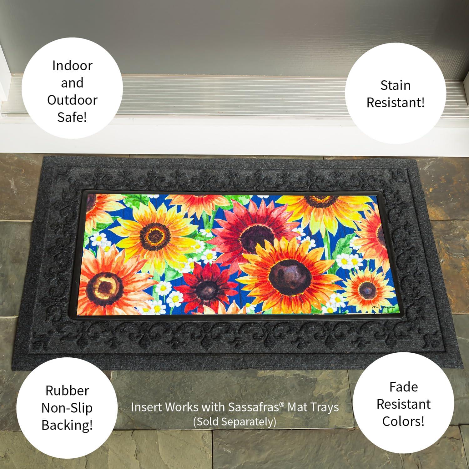 Vibrant Sunflower and Daisy Polyester Outdoor Doormat