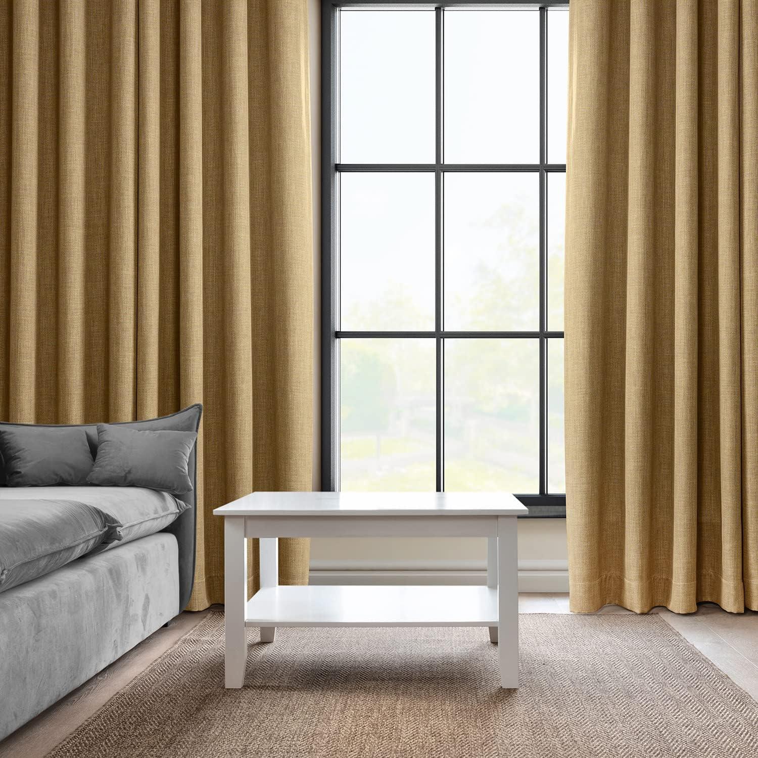 Butterscotch Faux Linen Room Darkening Grommet Curtain Panel