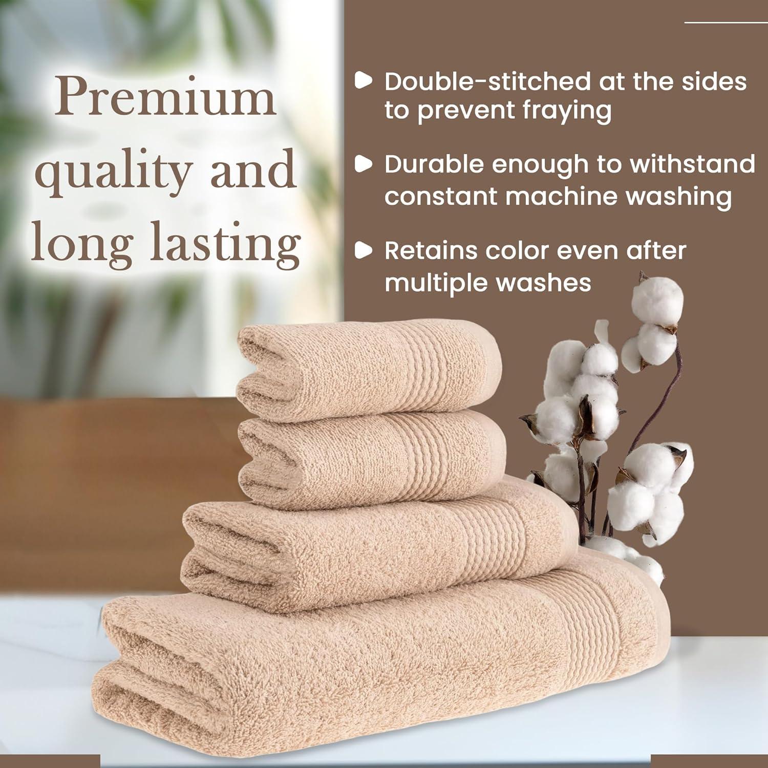HALLEY Turkish Bath Towels Set - 2 Pack Bathroom Set, Ultra Soft, Machine Washable, Highly Absorbent, 100% Cotton - Luxury Spa Quality - Brown