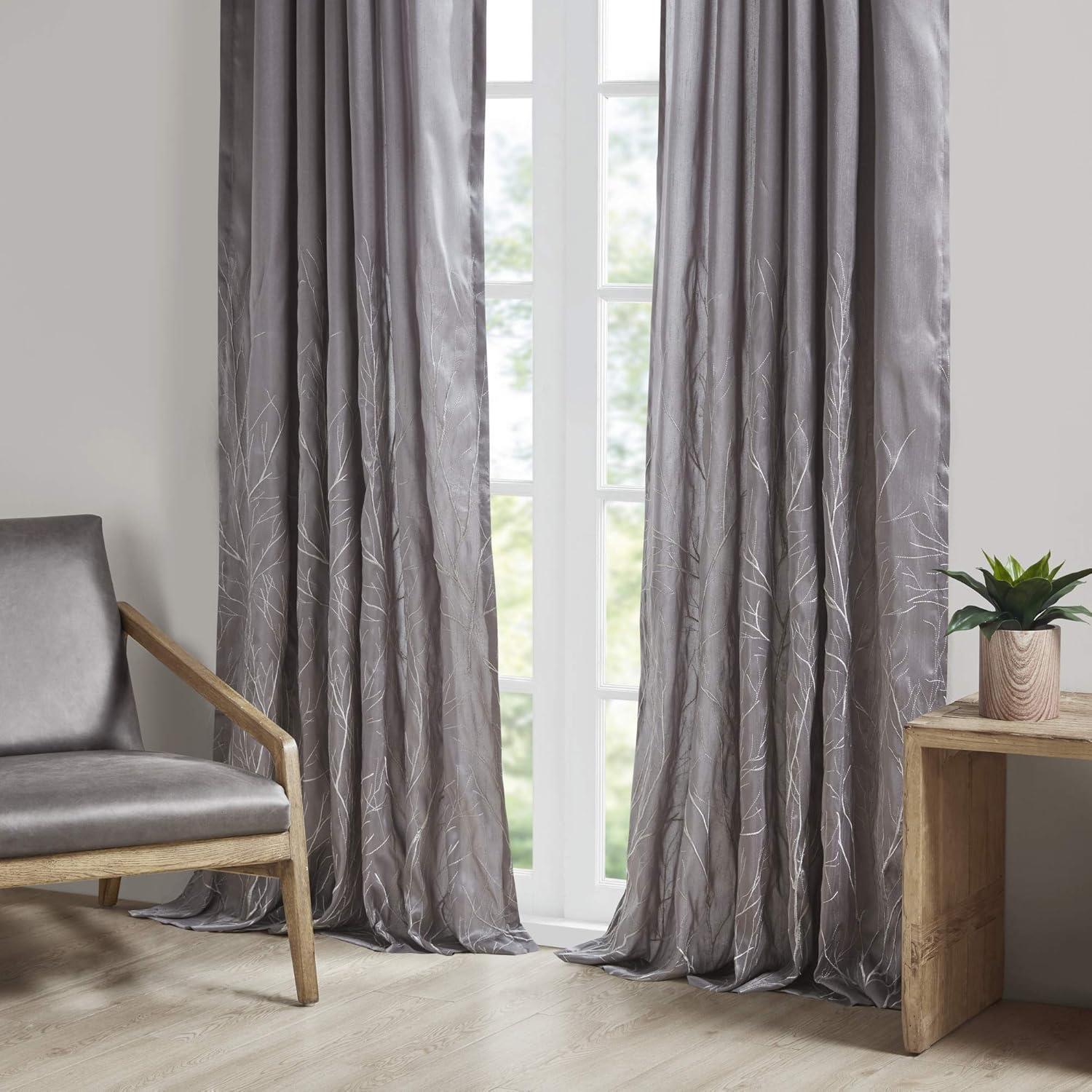 Andora Embroidered Branch Rod Pocket Single Curtain Panel