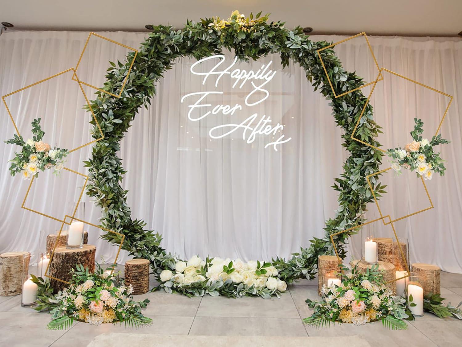 6.25ft Gold Metal Square Backdrop Stand with Glossy Finish