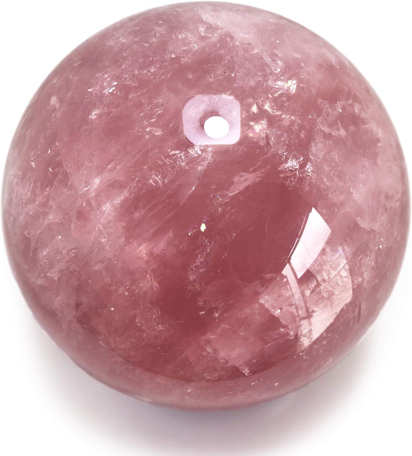 Polar Jade Rose Quartz Crystal Ball – 6.3" Pink Crystal Sphere for Meditation, Feng Shui, Chakra Healing, Divination, and Home Décor