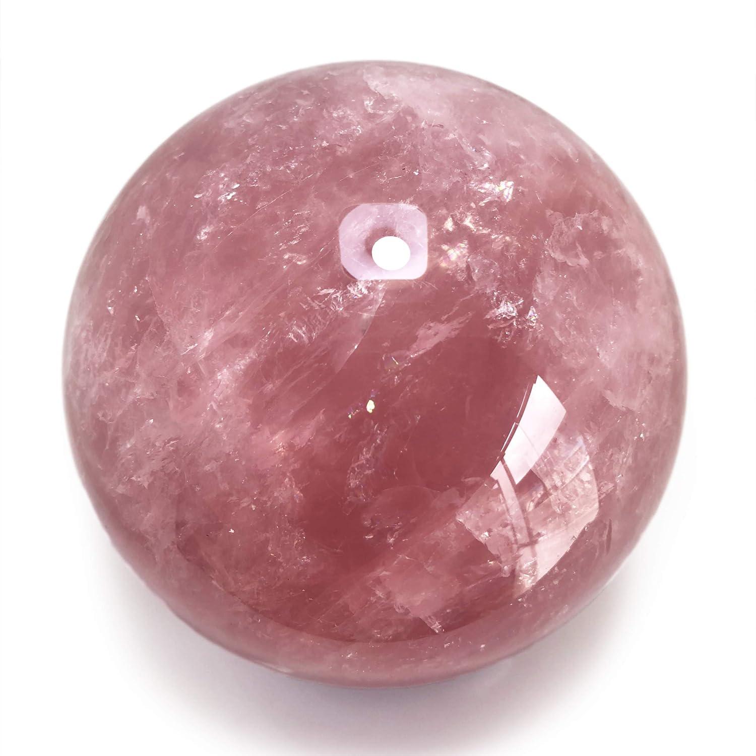 Polar Jade Rose Quartz Crystal Ball – 6.3" Pink Crystal Sphere for Meditation, Feng Shui, Chakra Healing, Divination, and Home Décor