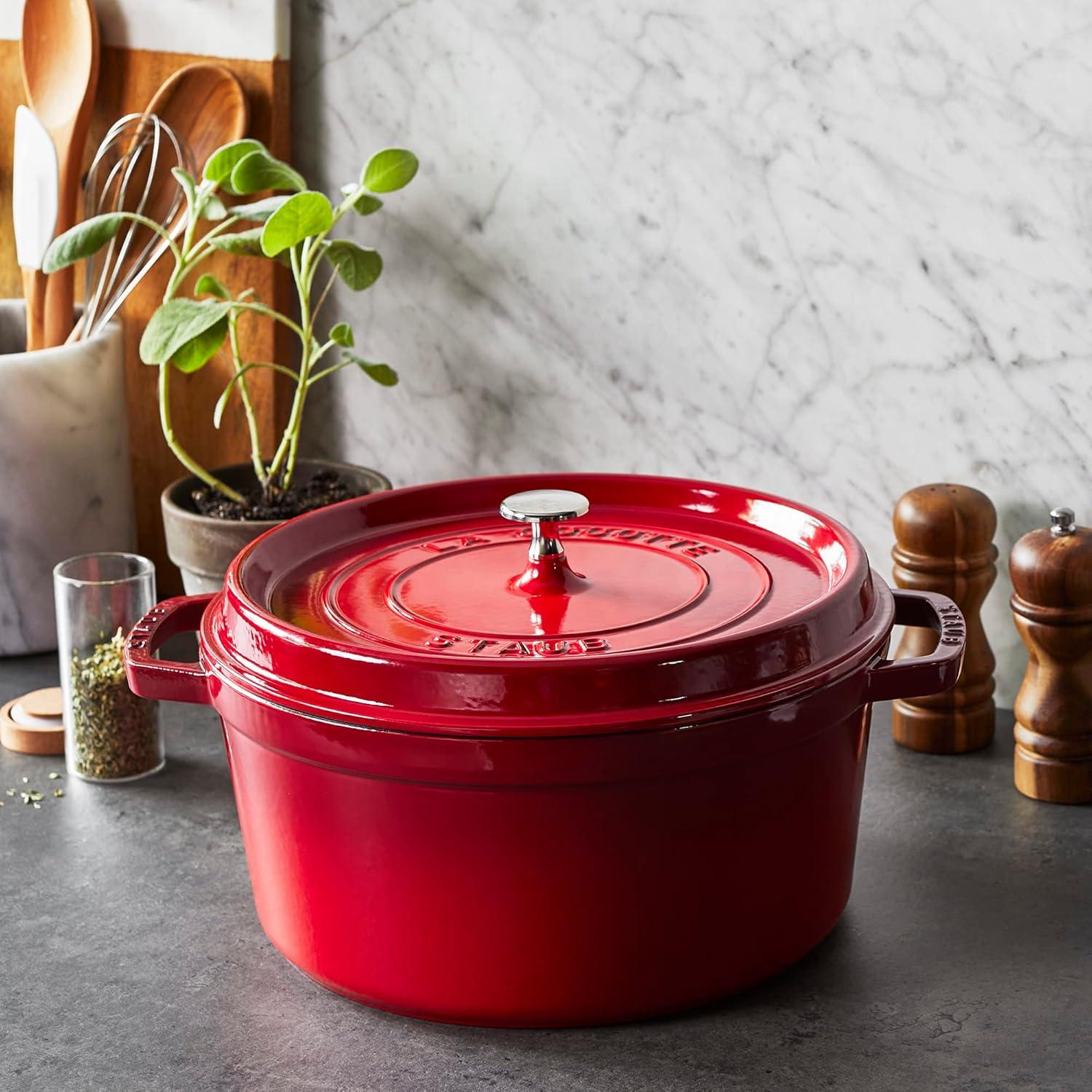 Staub Cast Iron 7-qt Round Cocotte - Cherry