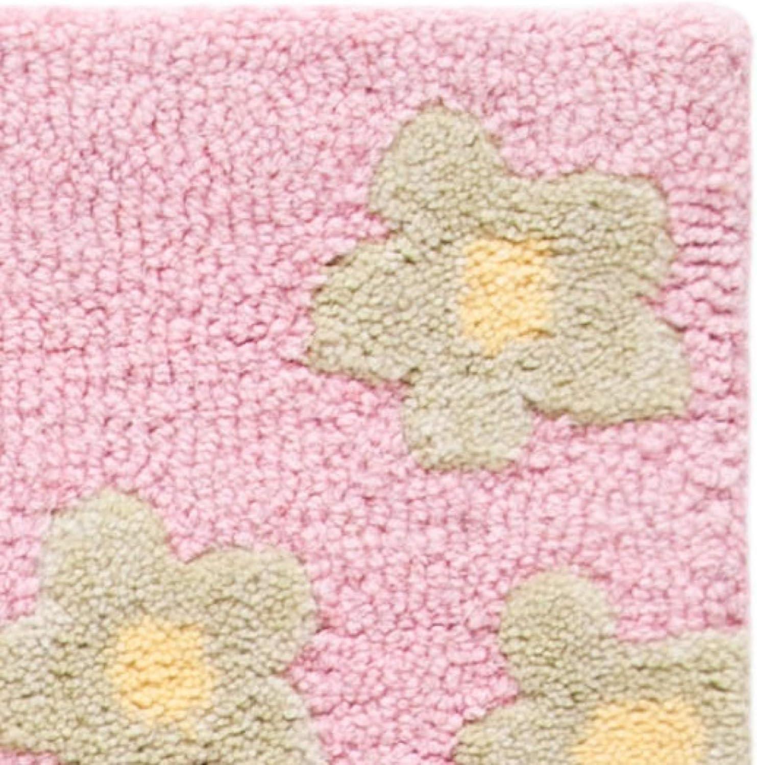 Handmade Geometric Wool Kids Square Rug in Pink & Multi, 59"