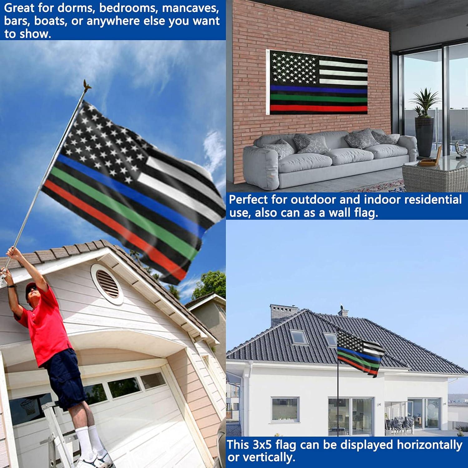 Thin Blue Line Flag United States Policeman Banner Polyester 3x5 Foot Flags Vivid Color and UV Fade Resistant Flag Outdoor Banner