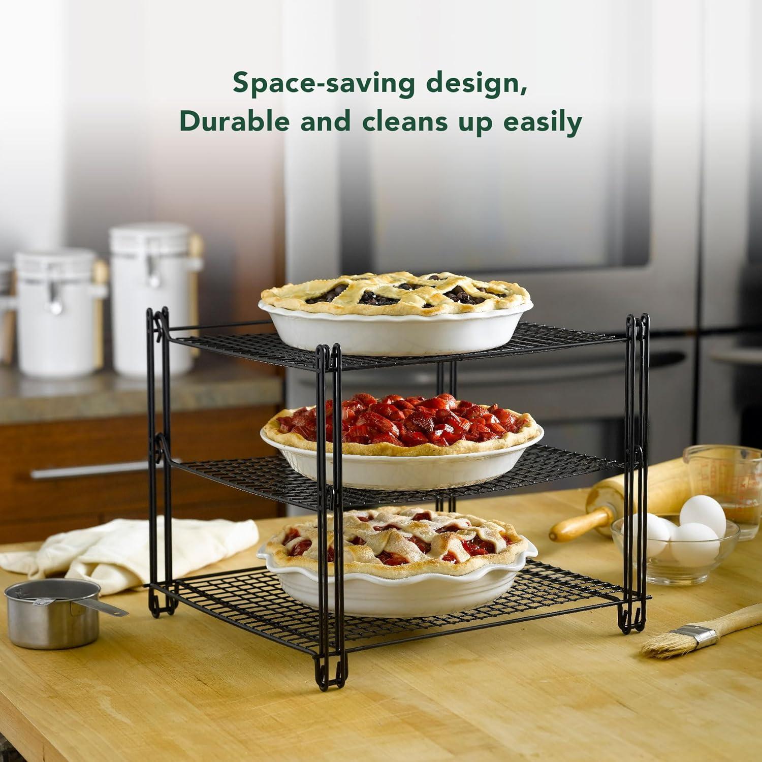 Black 3-Tier Non-Stick Wire Mesh Cooling Rack