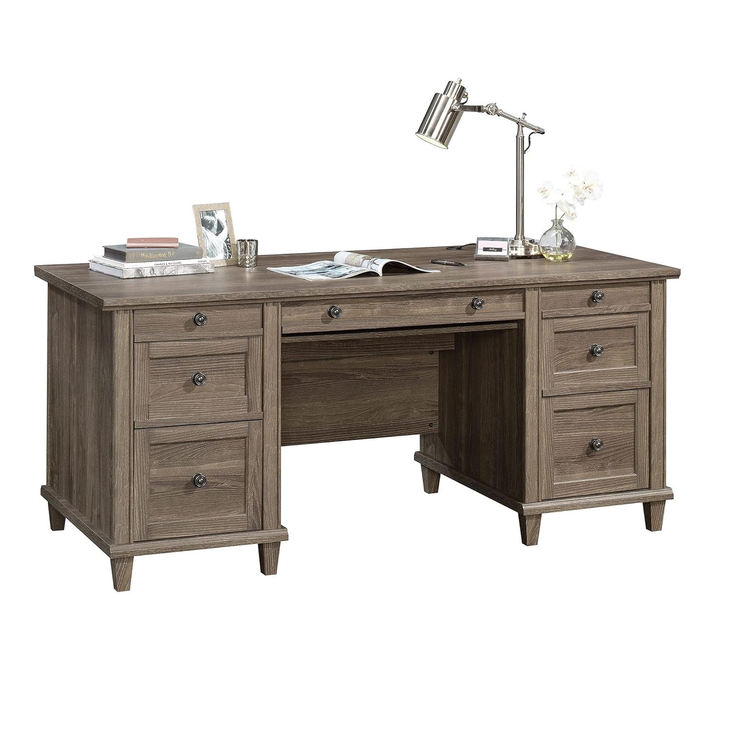 Sauder Hammond Executive Desk, Emery Oak Finish