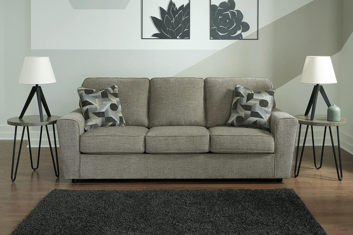 Ashley Furniture Cascilla Contemporary Fabric & Wood Sofa in Light Gray