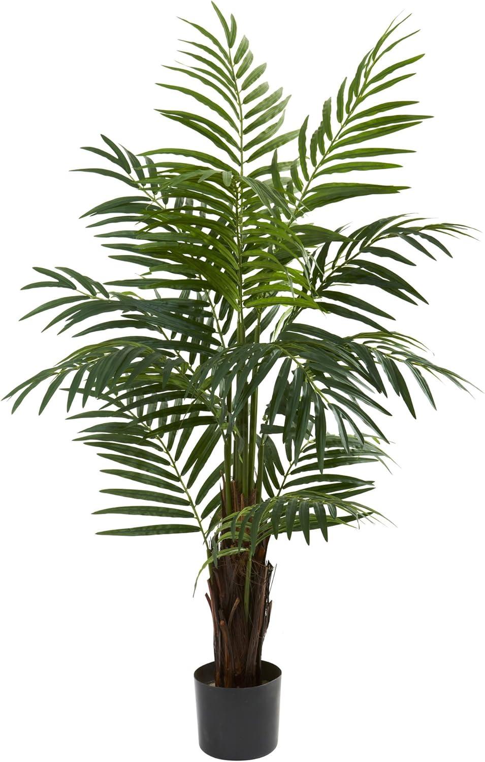 40'' Green Silk and Plastic Potted Areca Palm Floor Plant