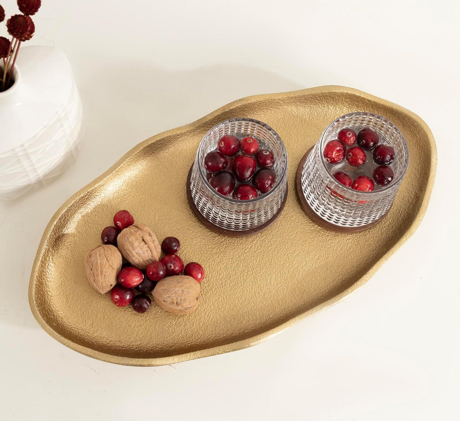 Kate and Laurel Alessia Oval Decorative Tray, 14x8, Gold