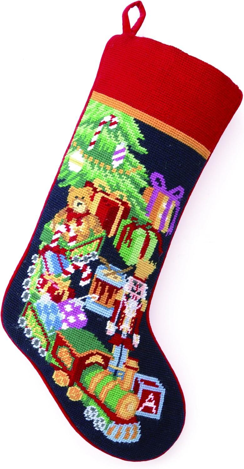 Toy Train Needlepoint Stocking