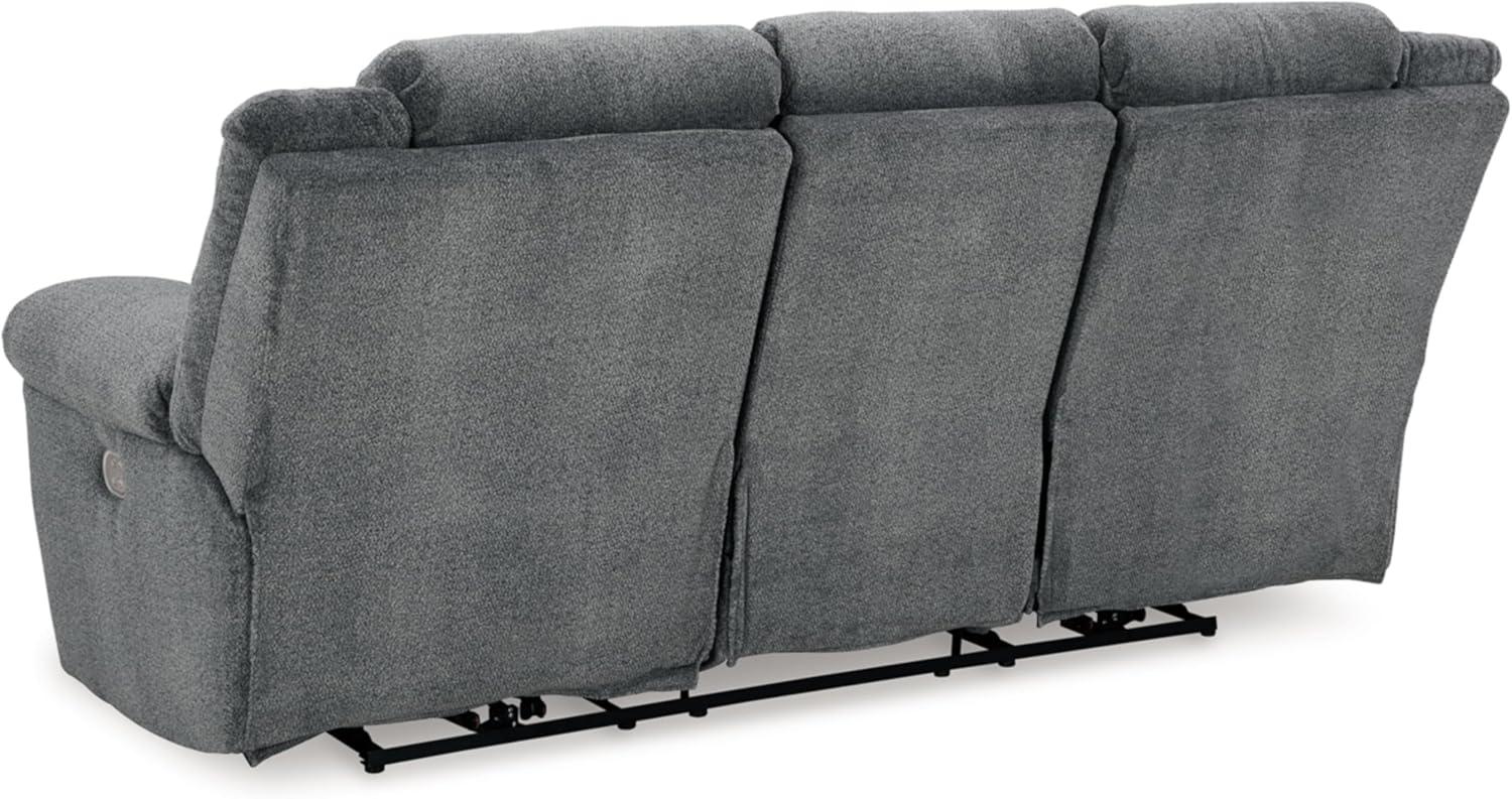 Slate Gray Fabric Power Reclining Sofa with Adjustable Headrest